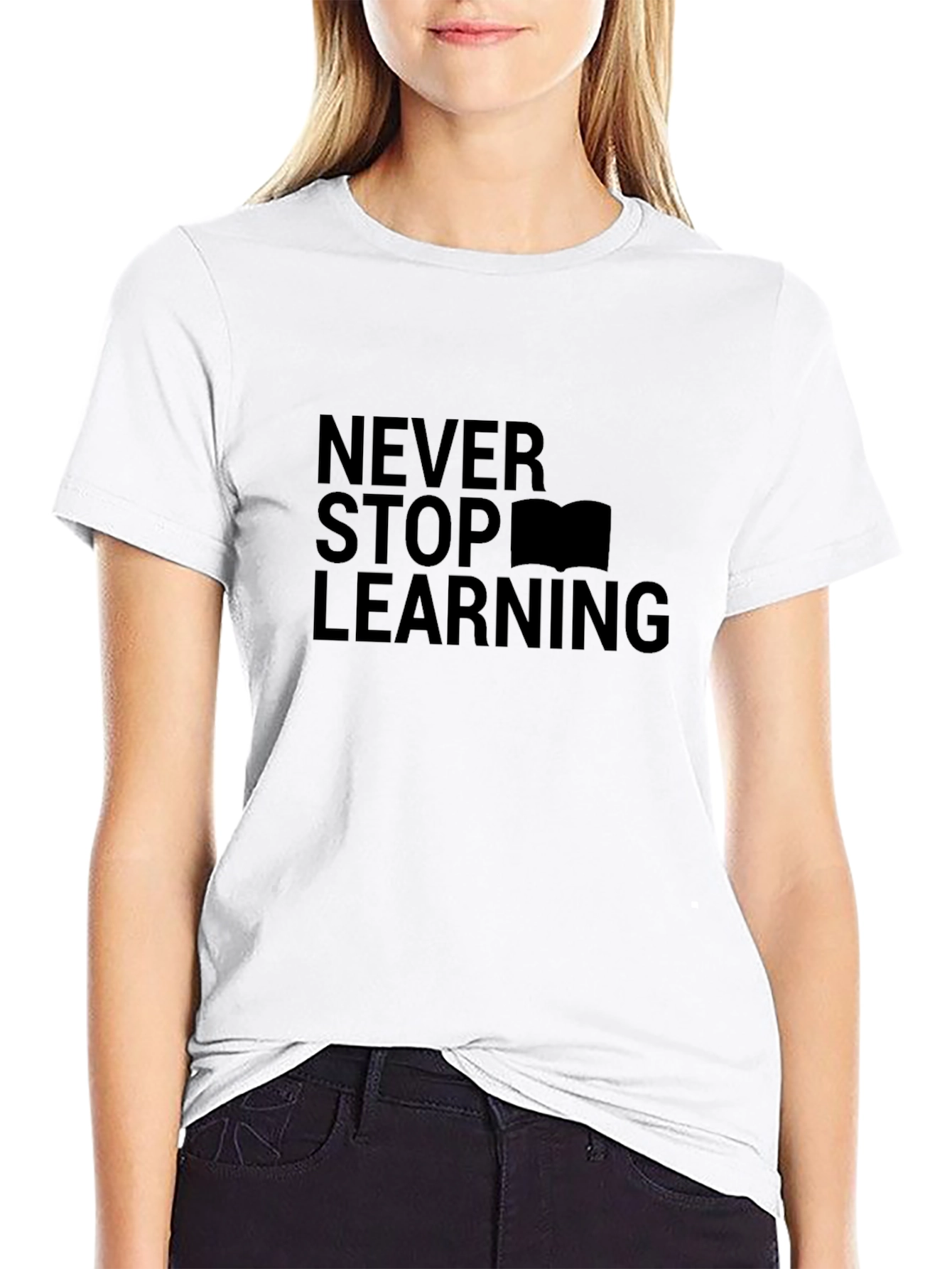 Never Stop Learning Black T-Shirt