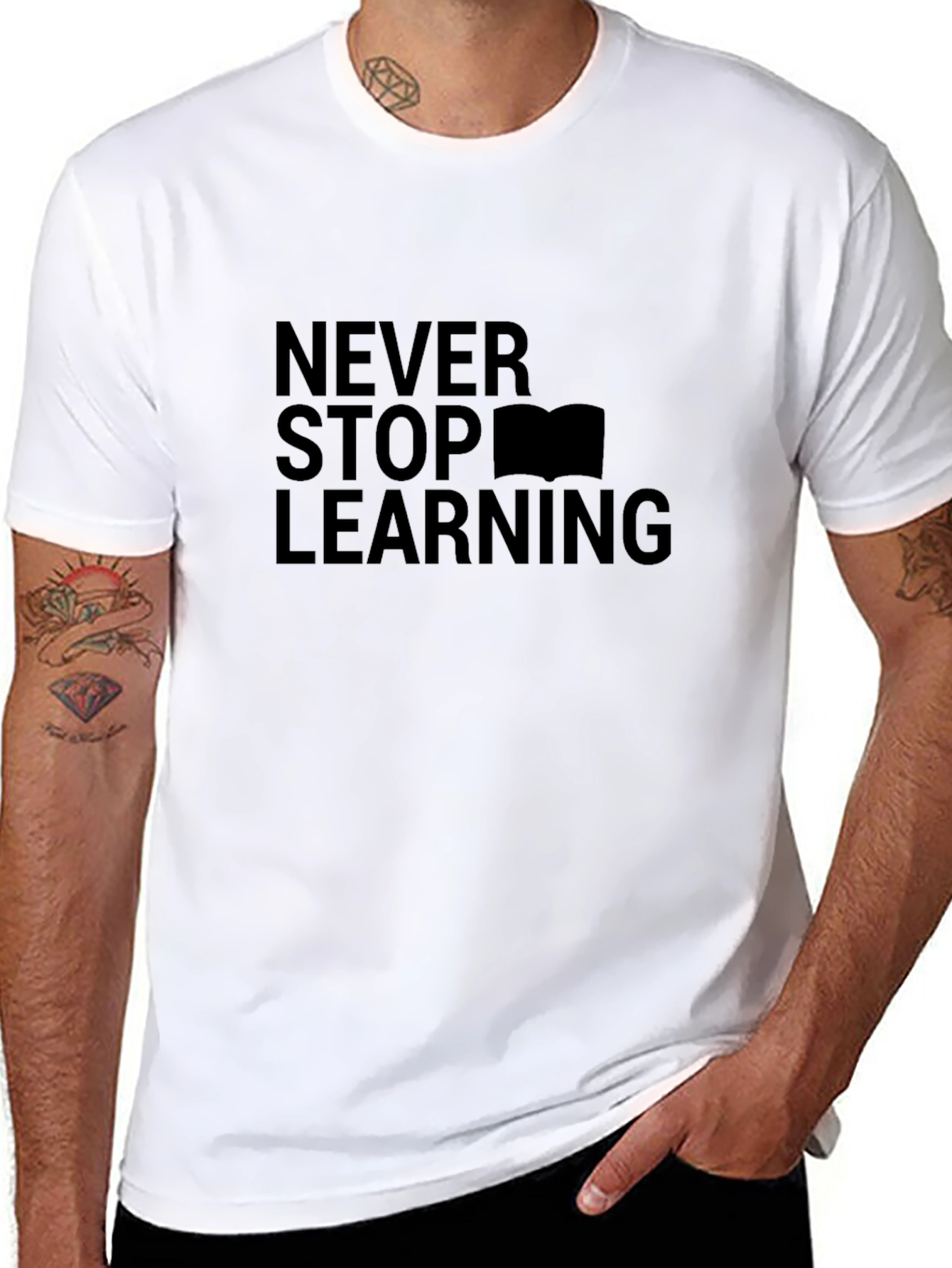 Never Stop Learning Black T-Shirt