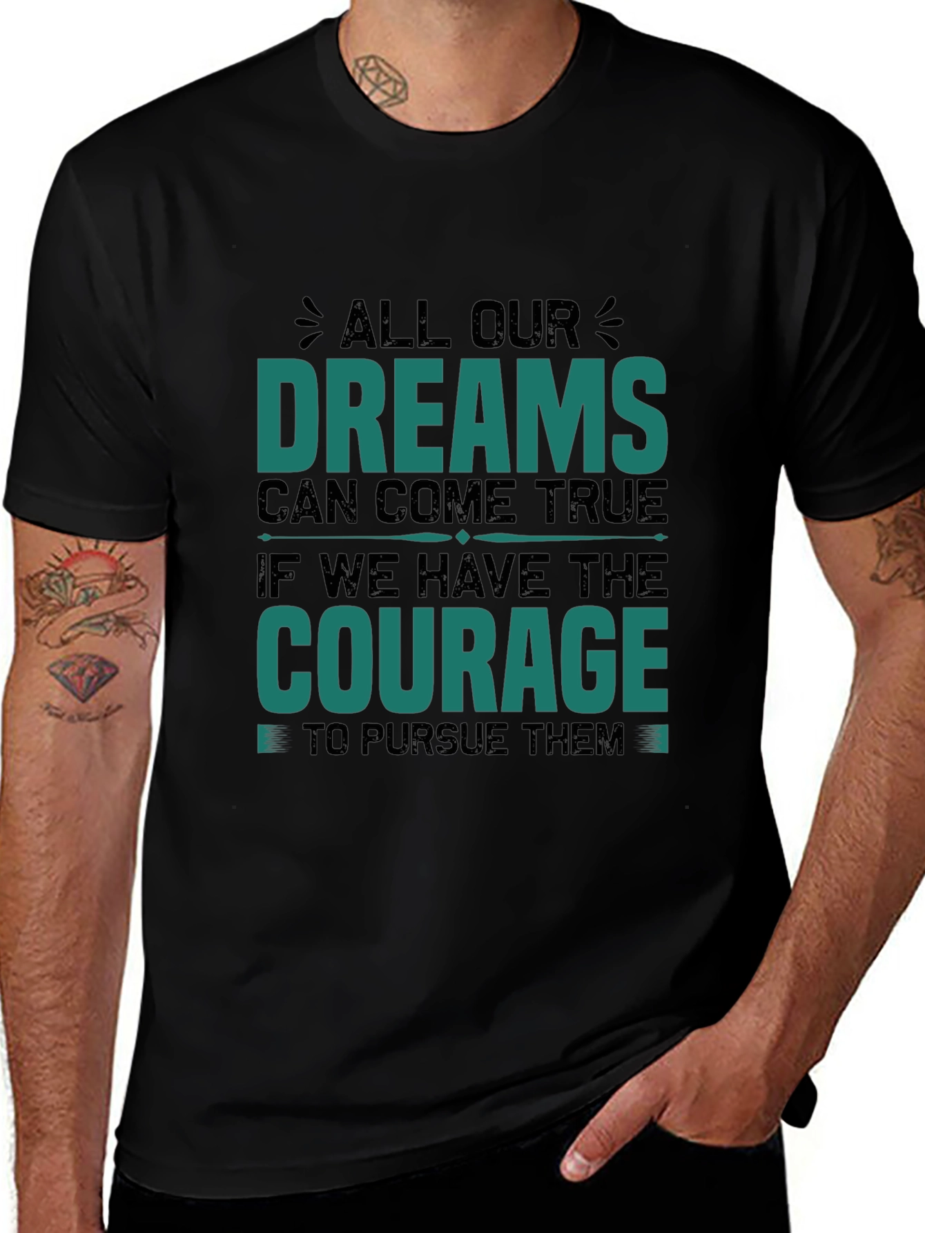 Dream Courage Graphic Tee - Inspirational Black T-Shirt