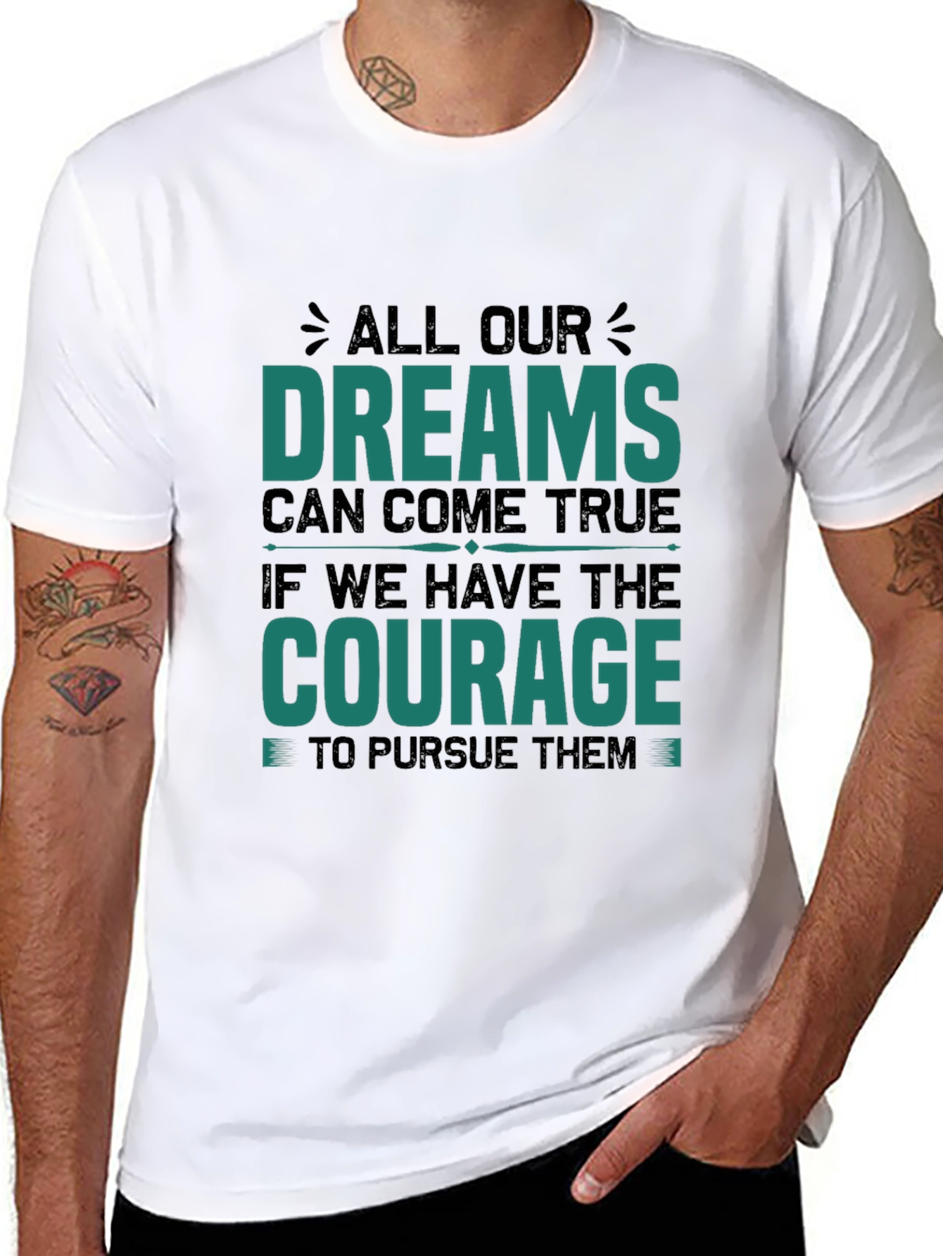 Dream Courage Graphic Tee - Inspirational Black T-Shirt