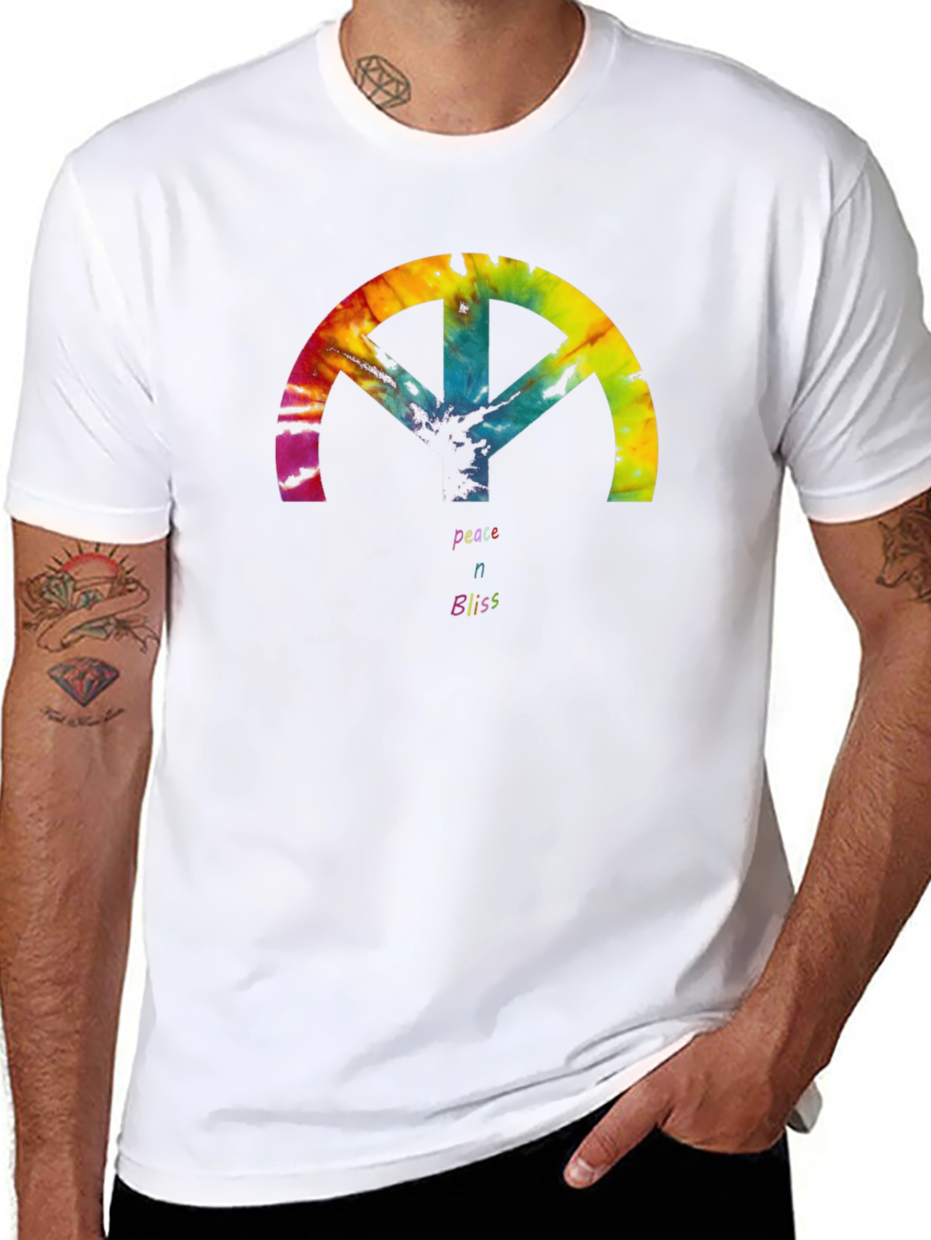 Peace & Bliss Tie Dye Graphic Tee - Black