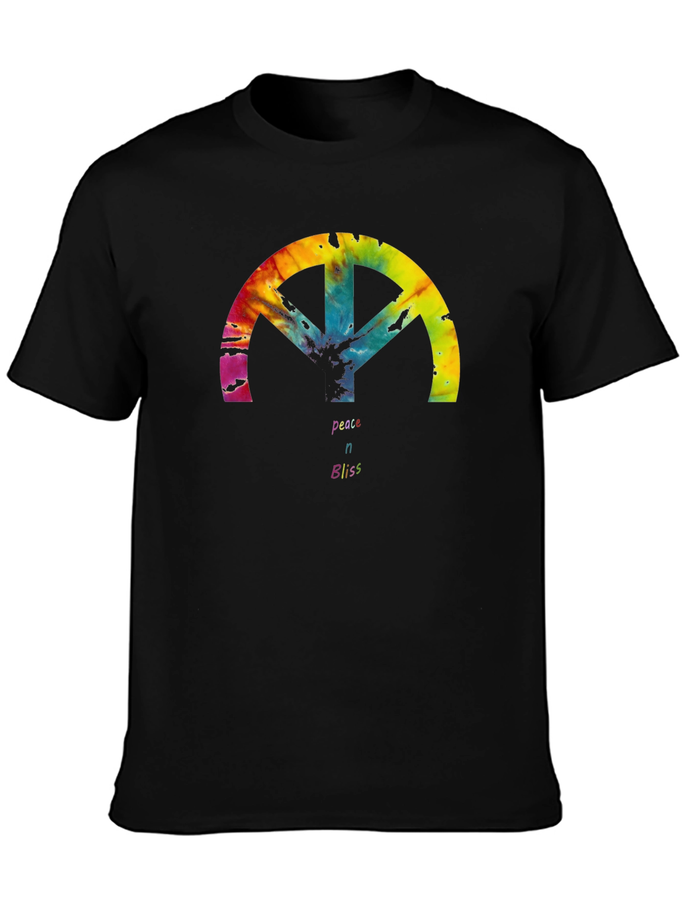 Peace & Bliss Tie Dye Graphic Tee - Black