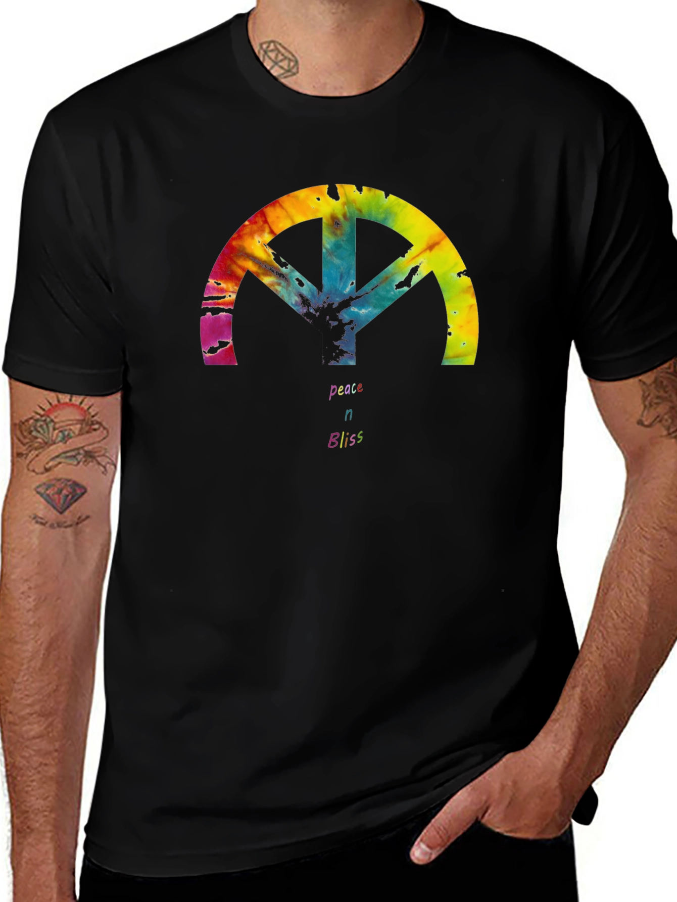 Peace & Bliss Tie Dye Graphic Tee - Black