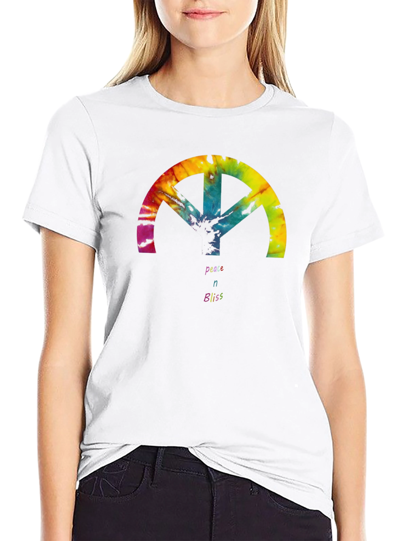 Peace & Bliss Tie Dye Graphic Tee - Black