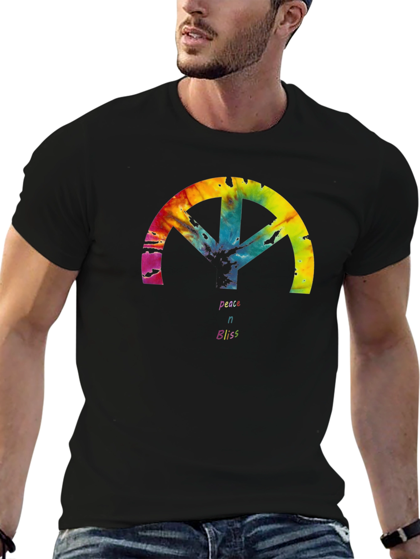 Peace & Bliss Tie Dye Graphic Tee - Black