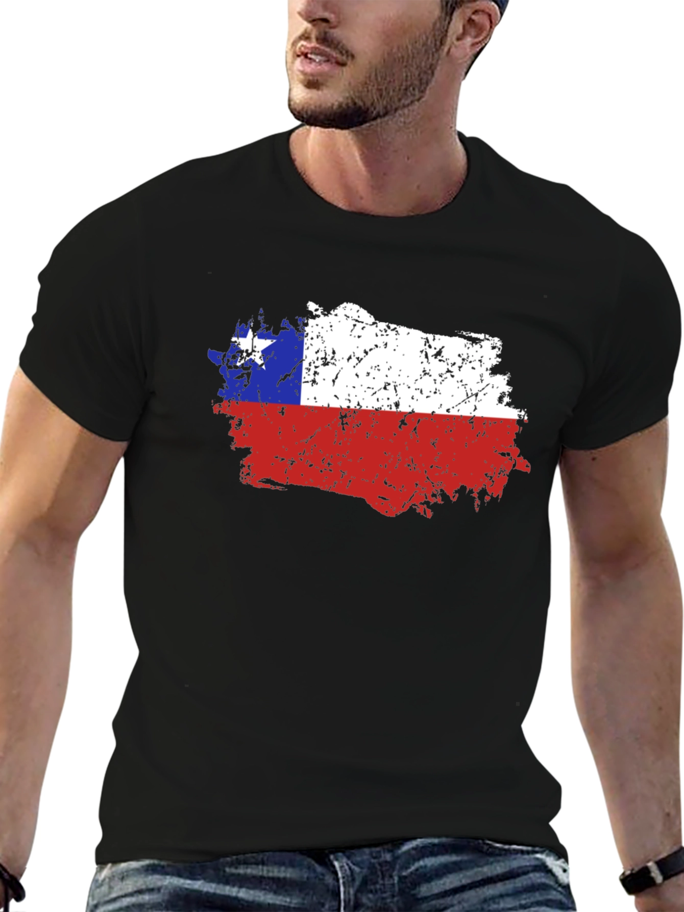 Chile Flag Distressed T-Shirt - Mens Graphic Tee