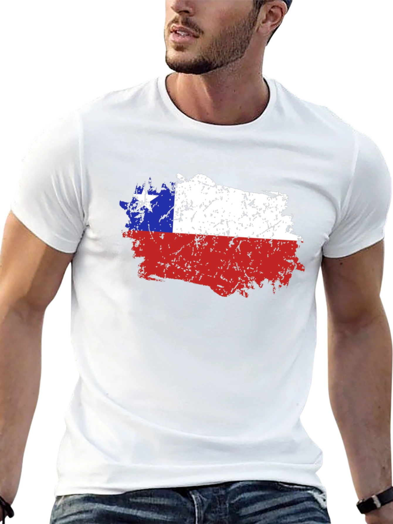 Chile Flag Distressed T-Shirt - Mens Graphic Tee