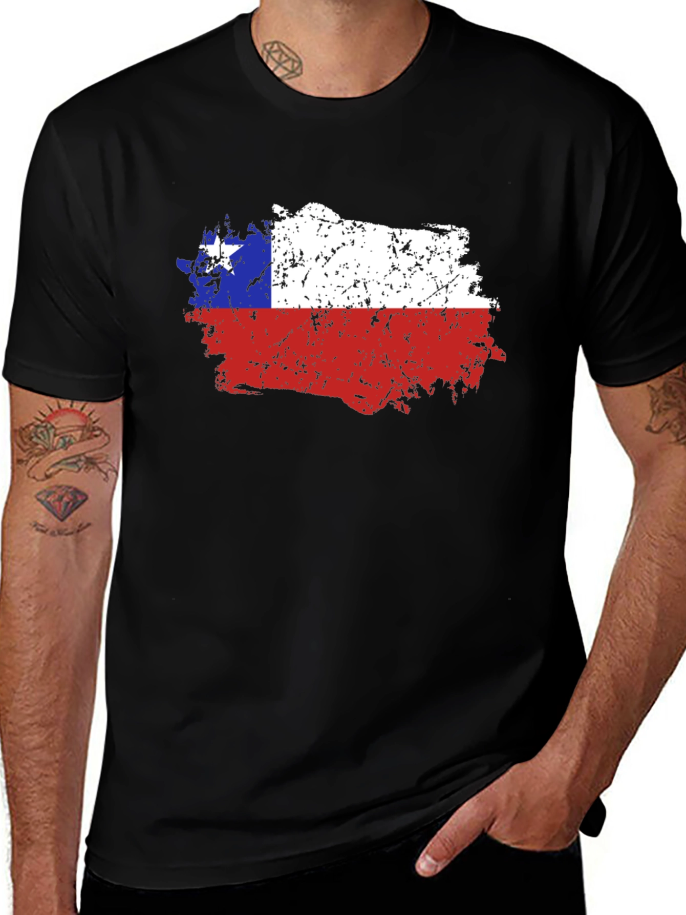 Chile Flag Distressed T-Shirt - Mens Graphic Tee
