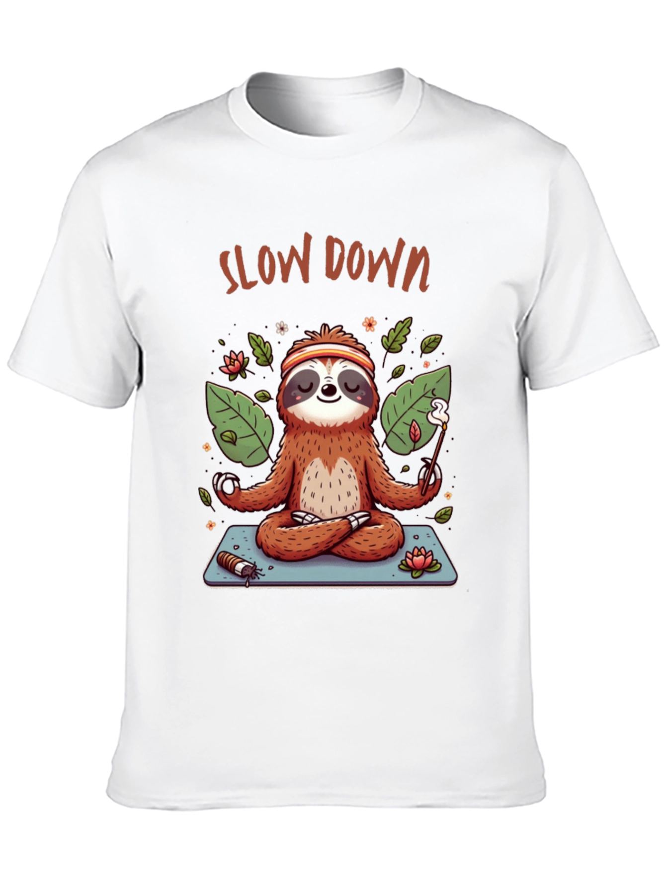 Slow Down Sloth Meditation T-Shirt - Relaxed Graphic Tee