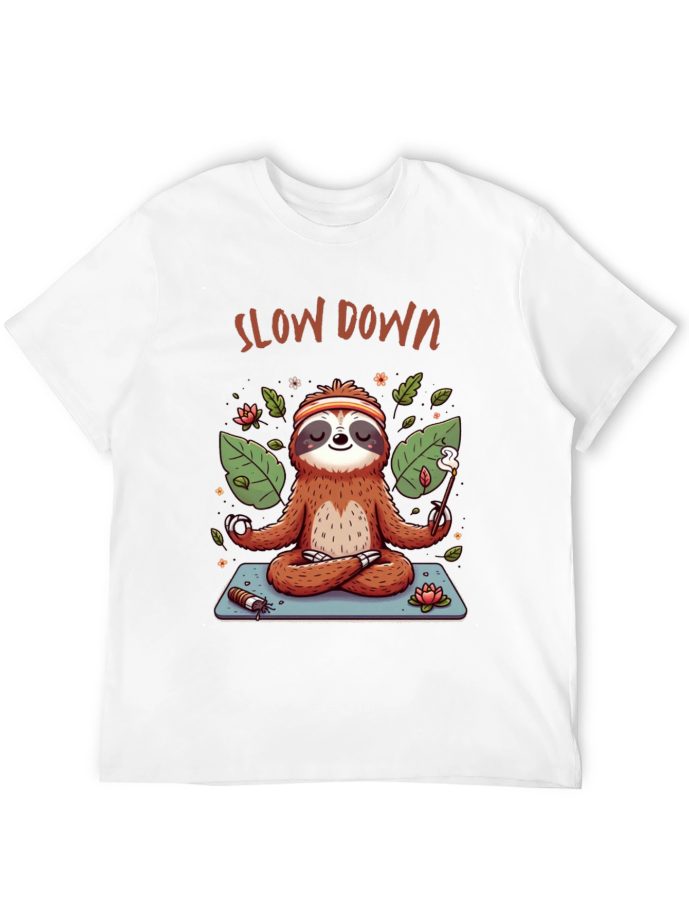 Slow Down Sloth Meditation T-Shirt - Relaxed Graphic Tee