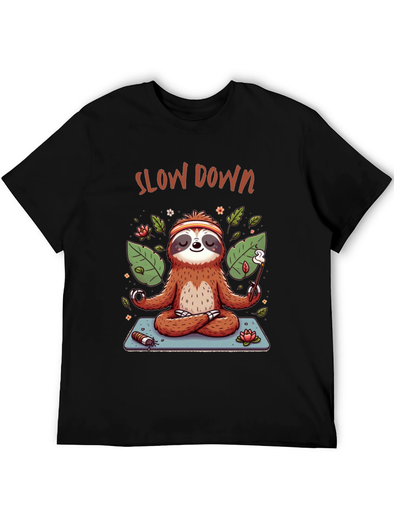 Slow Down Sloth Meditation T-Shirt - Relaxed Graphic Tee