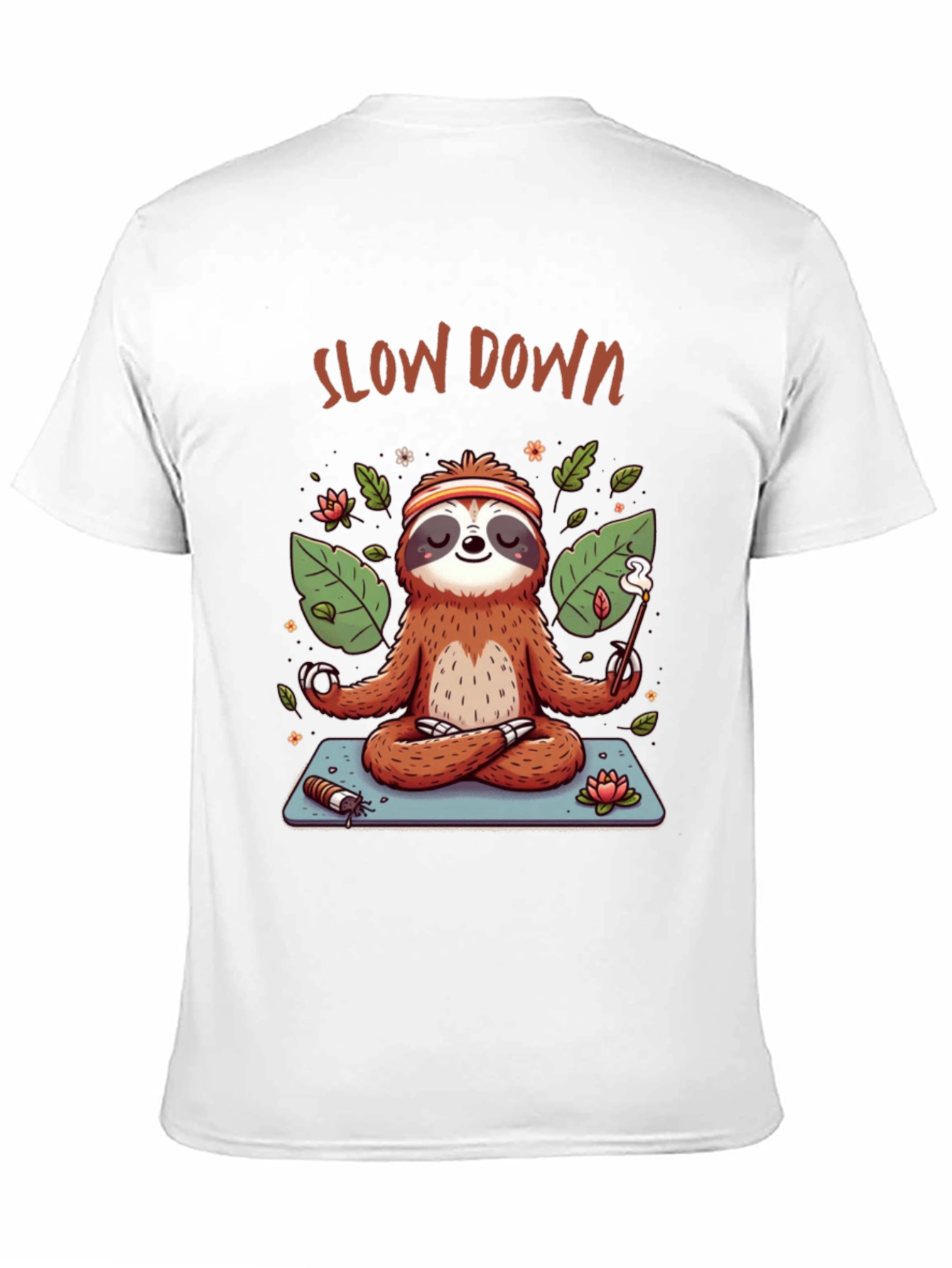 Slow Down Sloth Meditation T-Shirt - Relaxed Graphic Tee