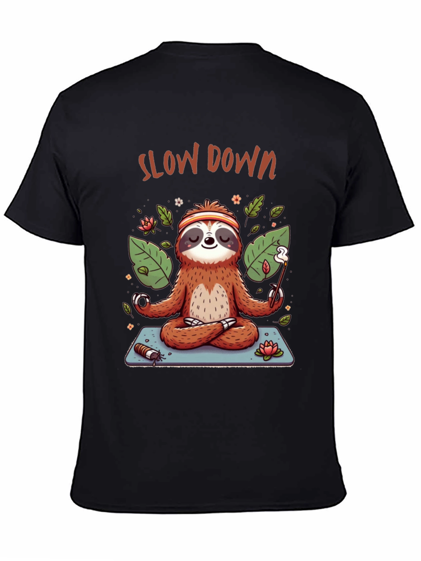 Slow Down Sloth Meditation T-Shirt - Relaxed Graphic Tee