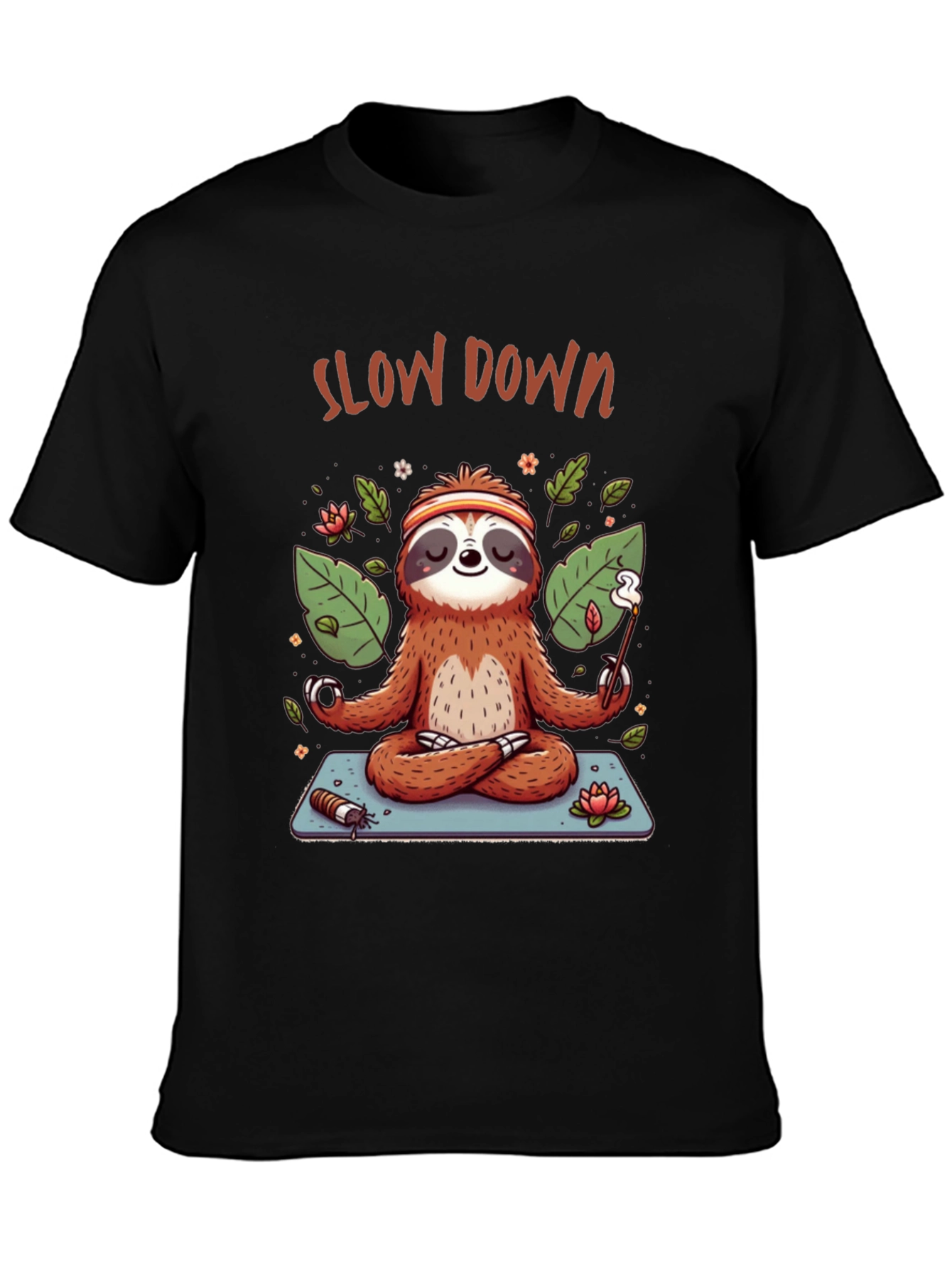 Slow Down Sloth Meditation T-Shirt - Relaxed Graphic Tee