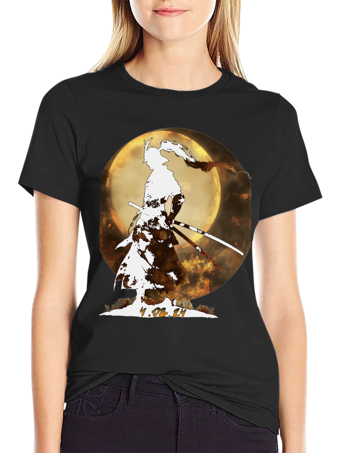Samurai Moon T-Shirt - Warrior Design