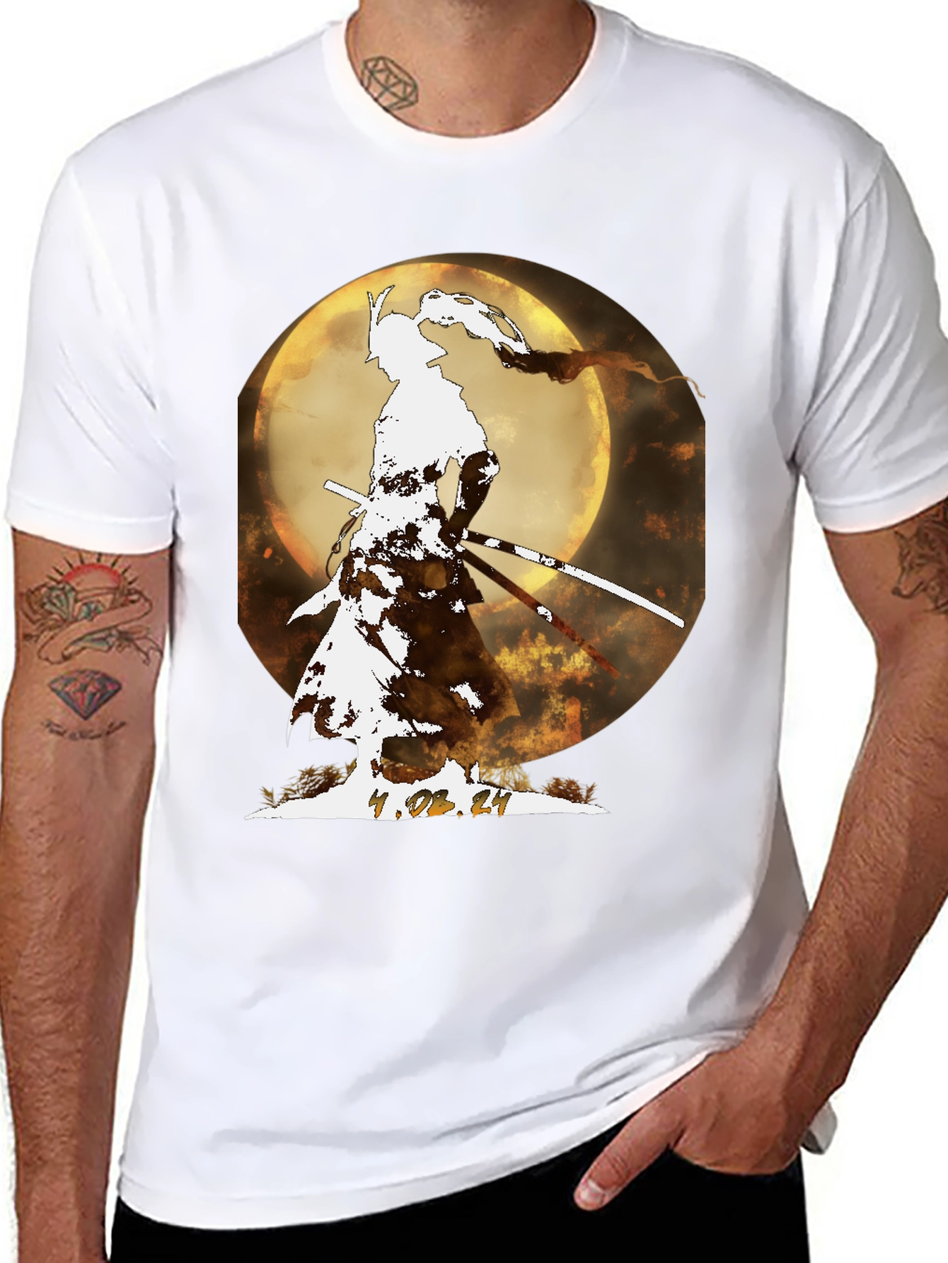 Samurai Moon T-Shirt - Warrior Design