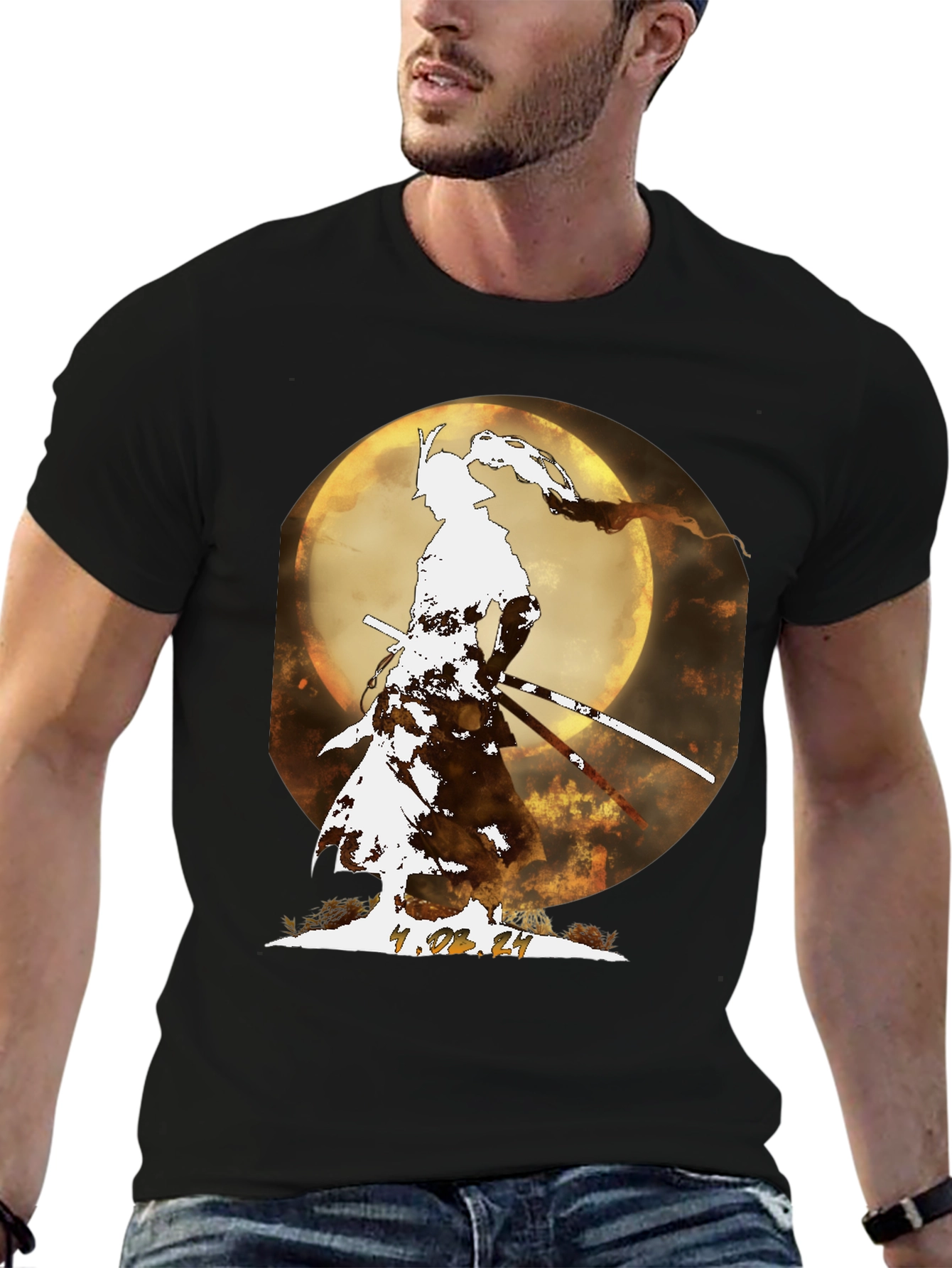 Samurai Moon T-Shirt - Warrior Design