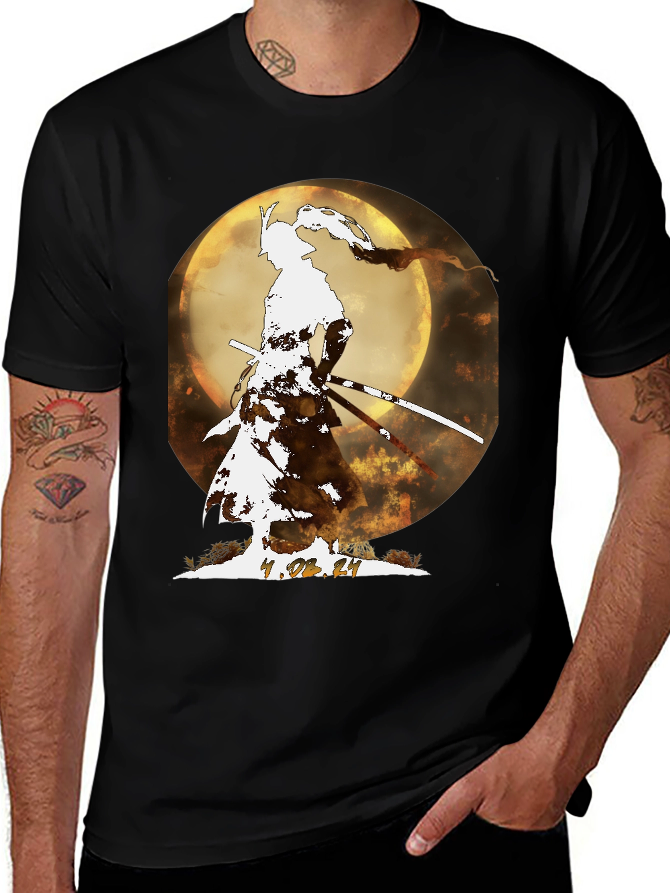 Samurai Moon T-Shirt - Warrior Design