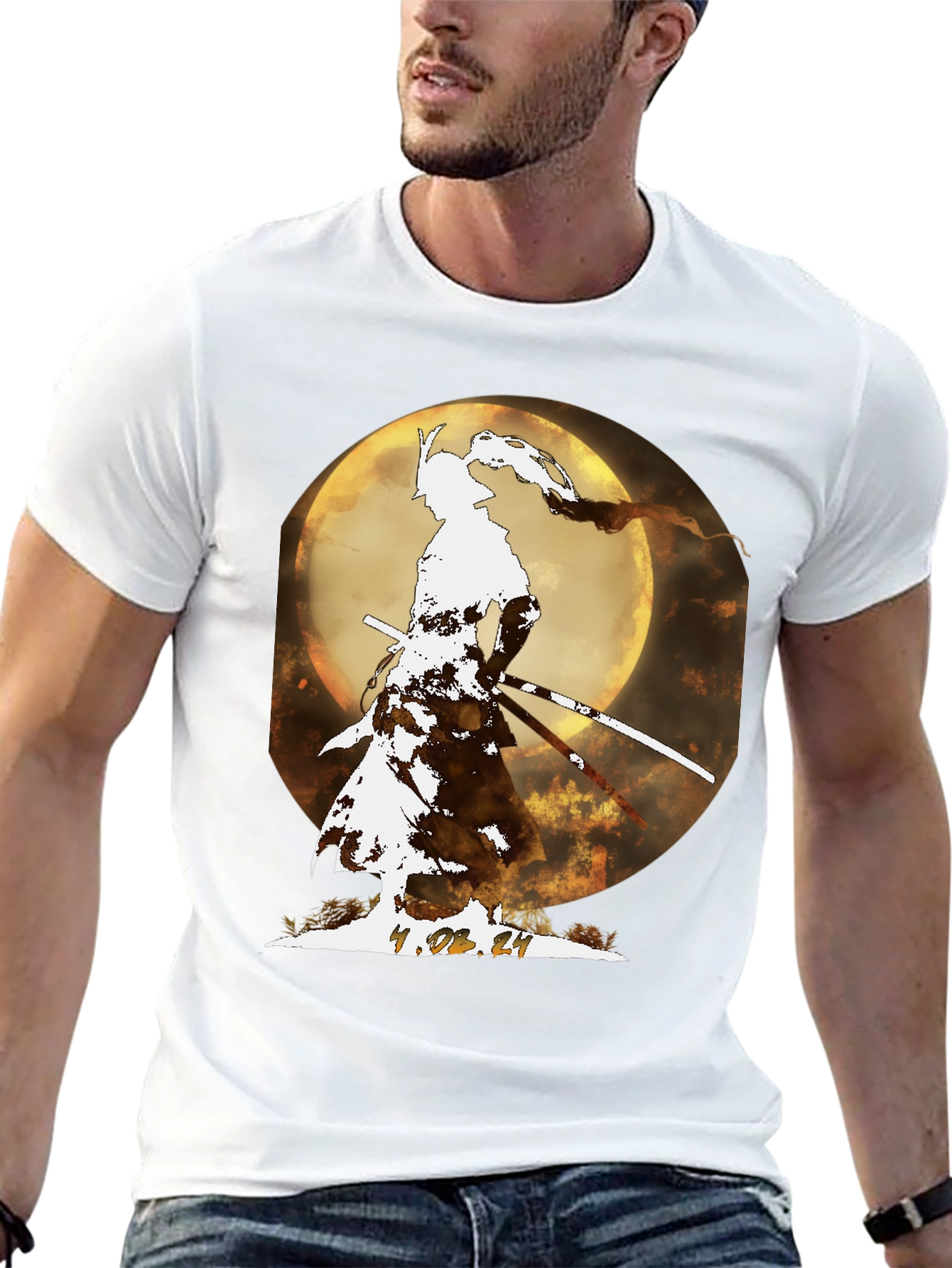 Samurai Moon T-Shirt - Warrior Design