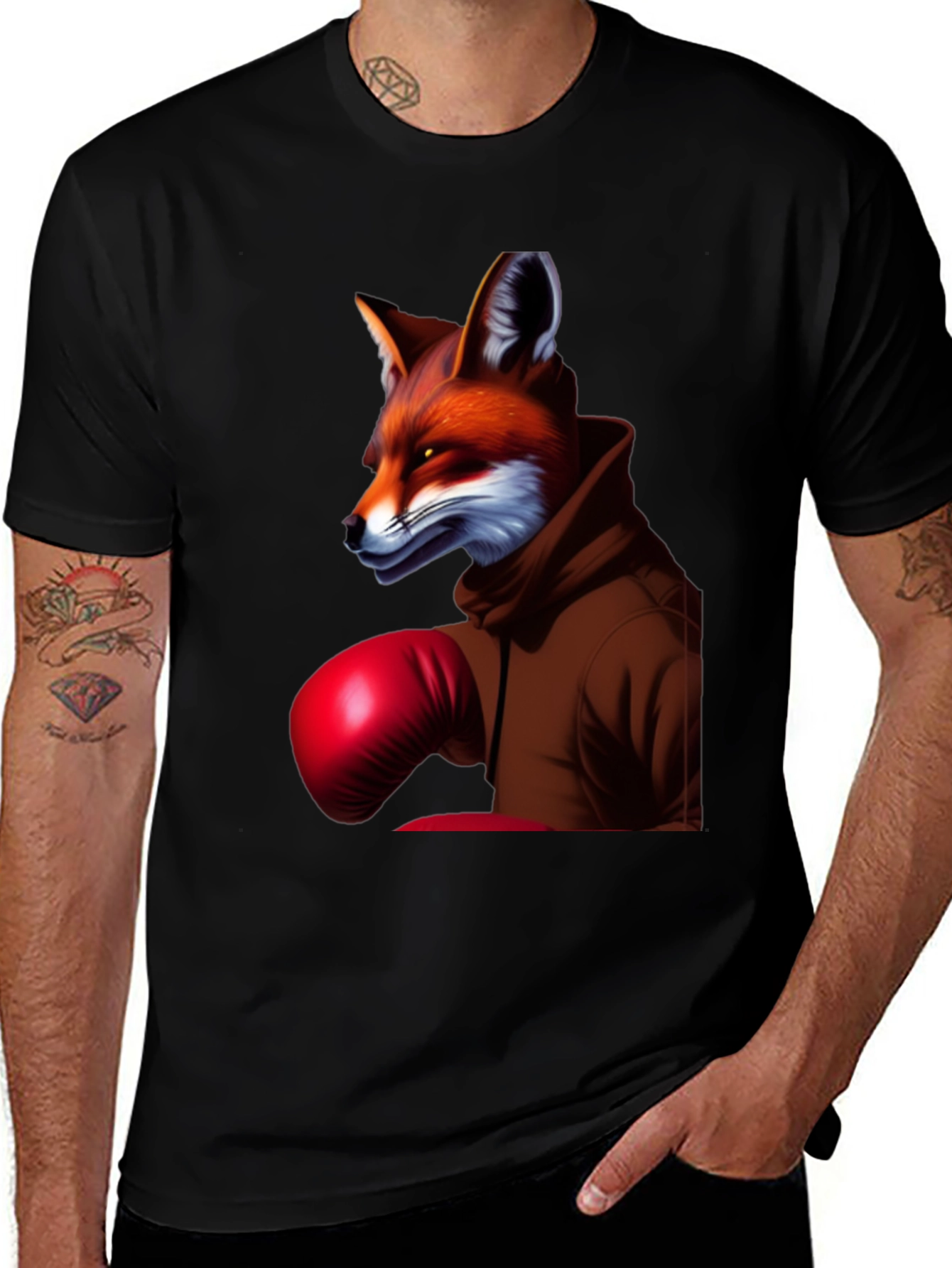 Fox Boxer Graphic Tee - Unique Animal Design T-Shirt