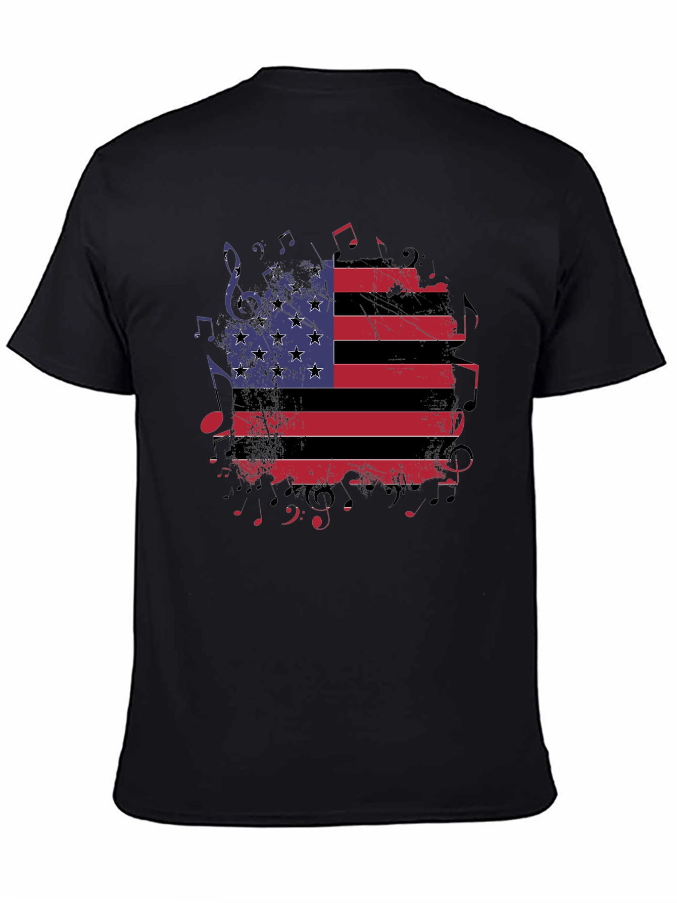 American Flag Music Notes Graphic T-Shirt