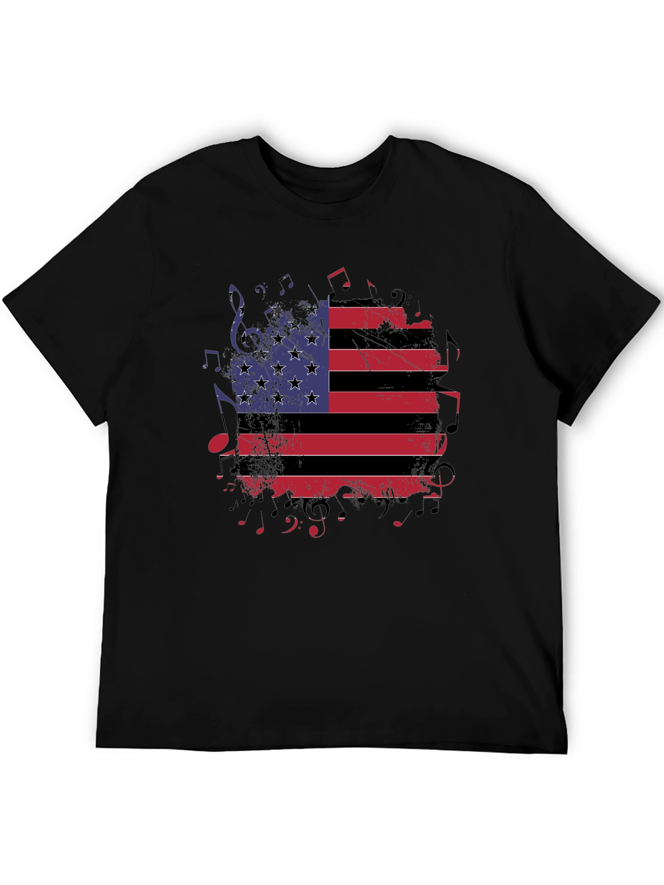 American Flag Music Notes Graphic T-Shirt