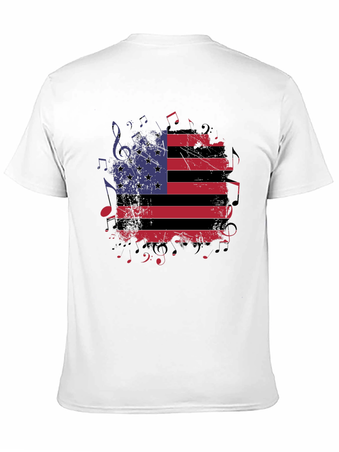 American Flag Music Notes Graphic T-Shirt