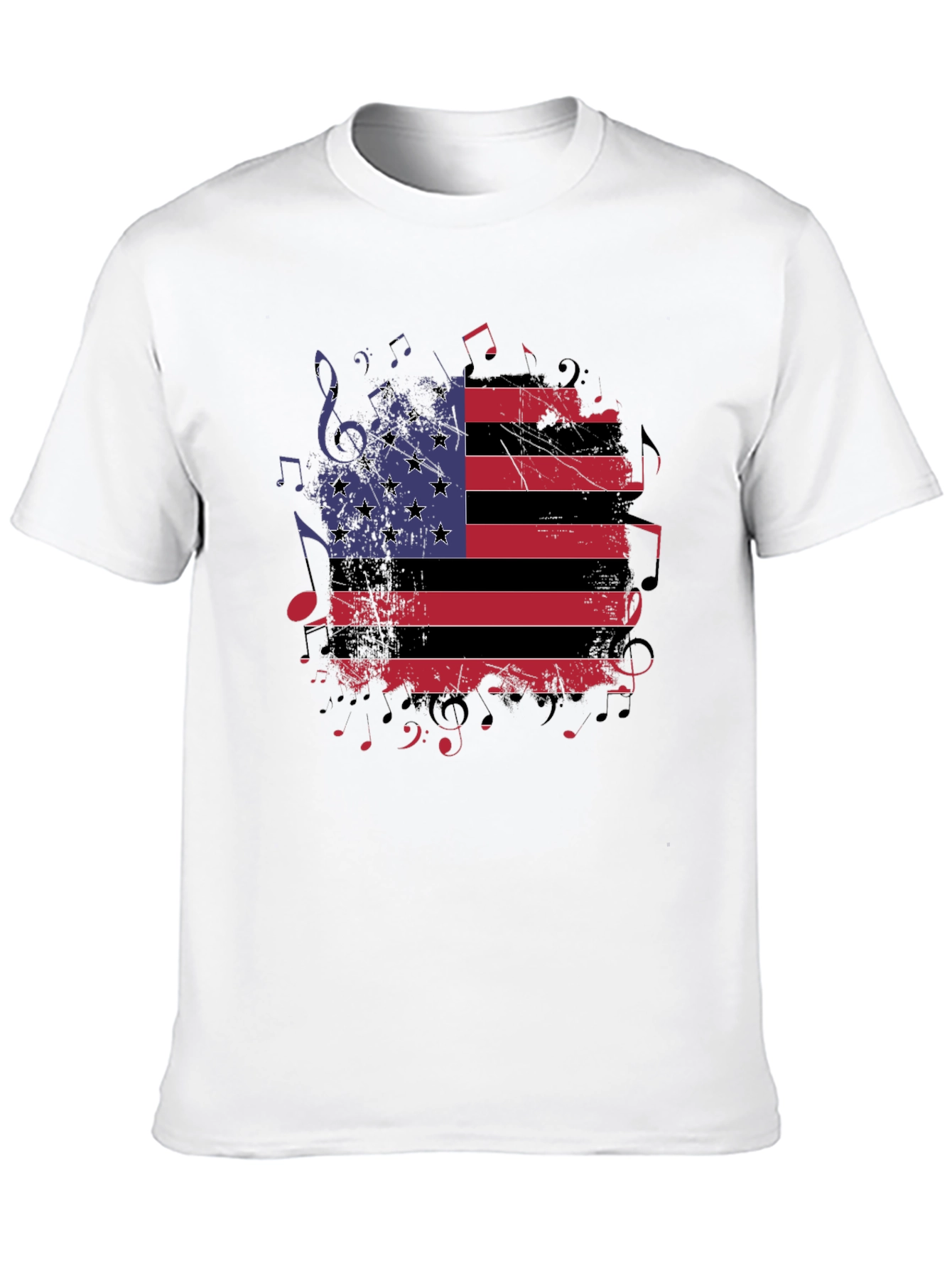 American Flag Music Notes Graphic T-Shirt