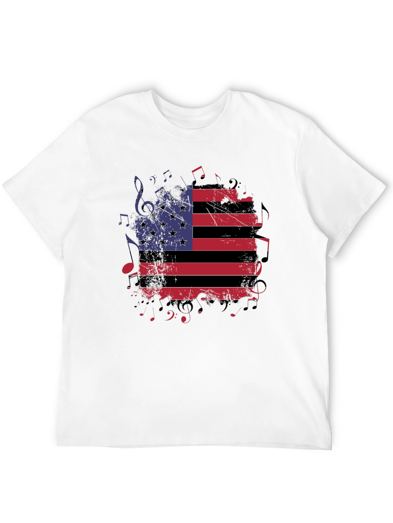 American Flag Music Notes Graphic T-Shirt