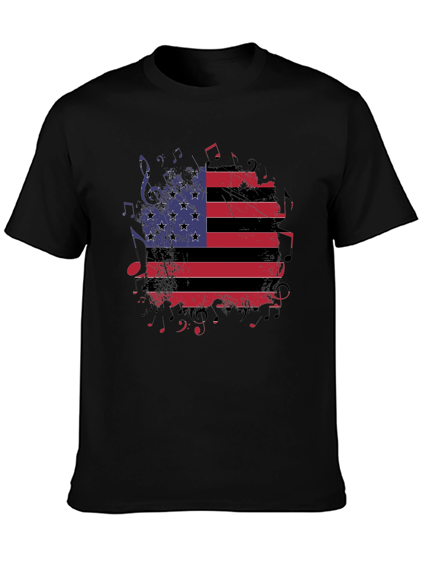 American Flag Music Notes Graphic T-Shirt