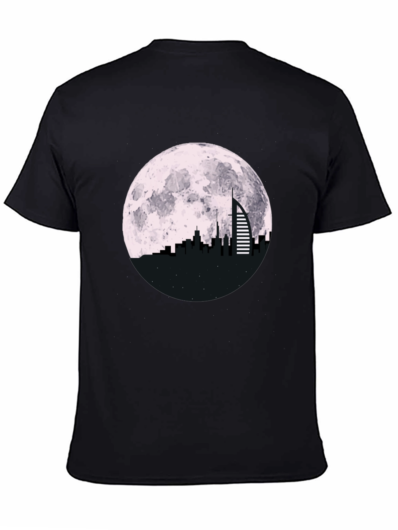 Cityscape Moon Graphic Tee - Black
