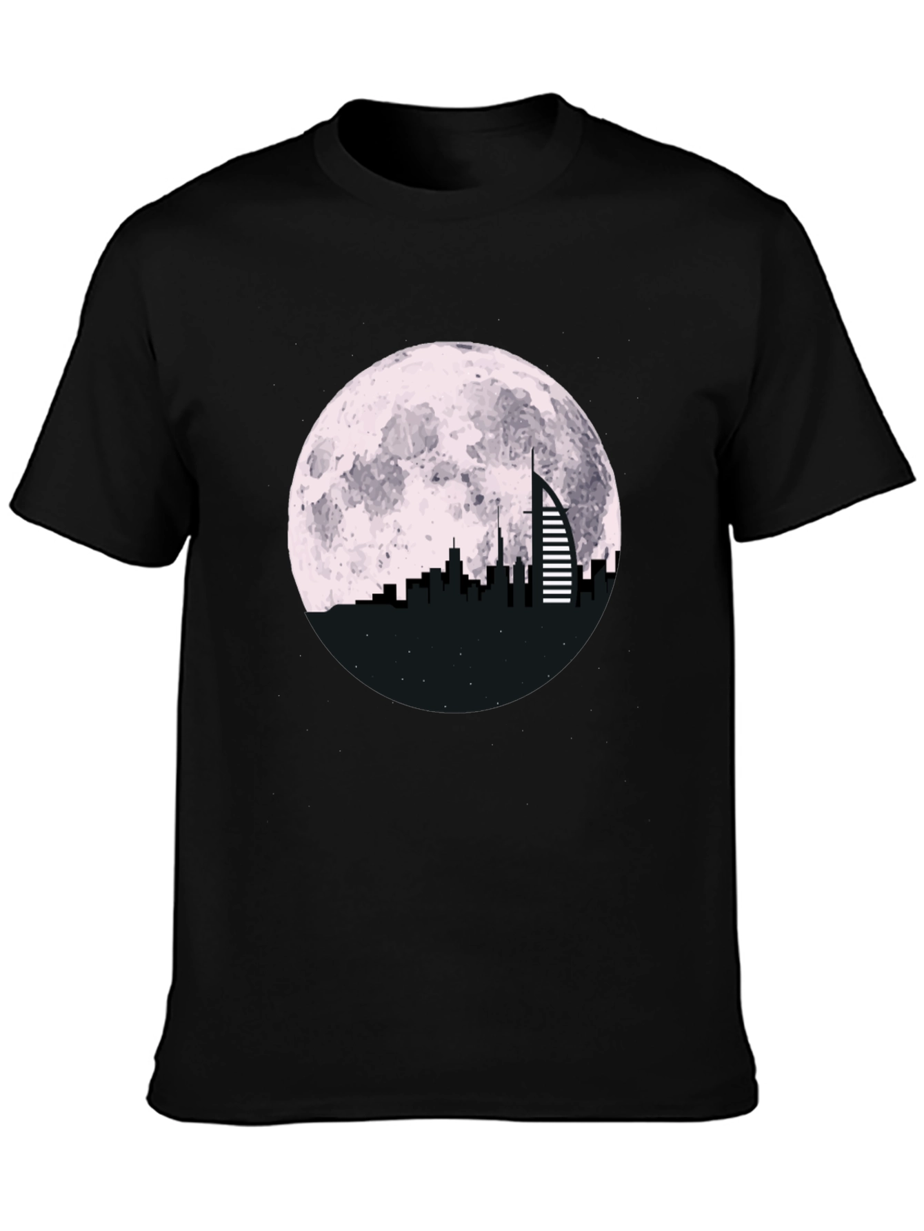 Cityscape Moon Graphic Tee - Black