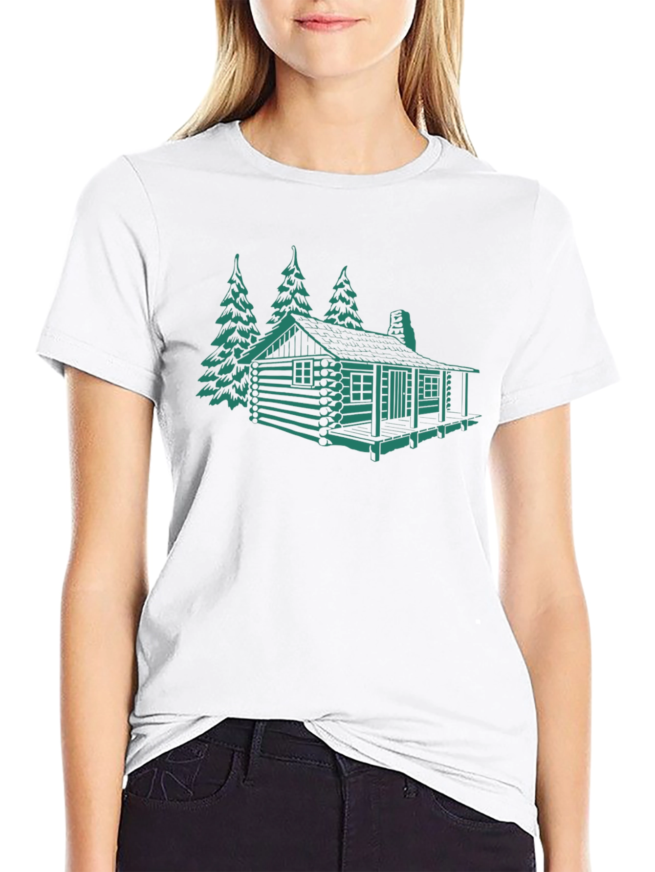 Cabin & Trees Graphic Tee - Black