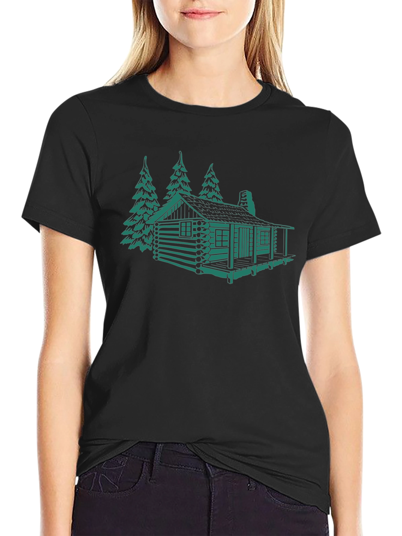 Cabin & Trees Graphic Tee - Black