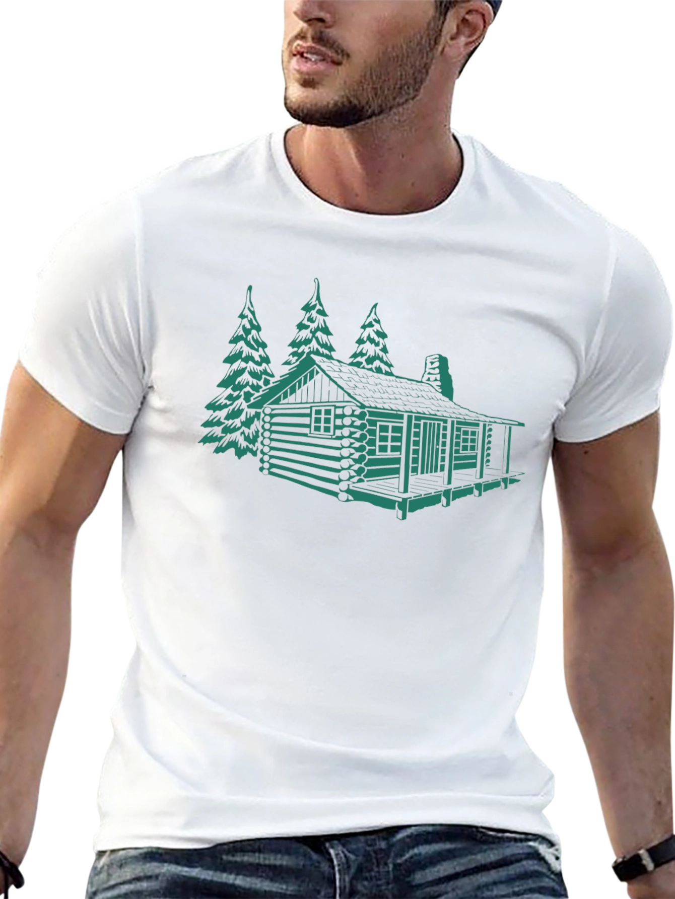 Cabin & Trees Graphic Tee - Black