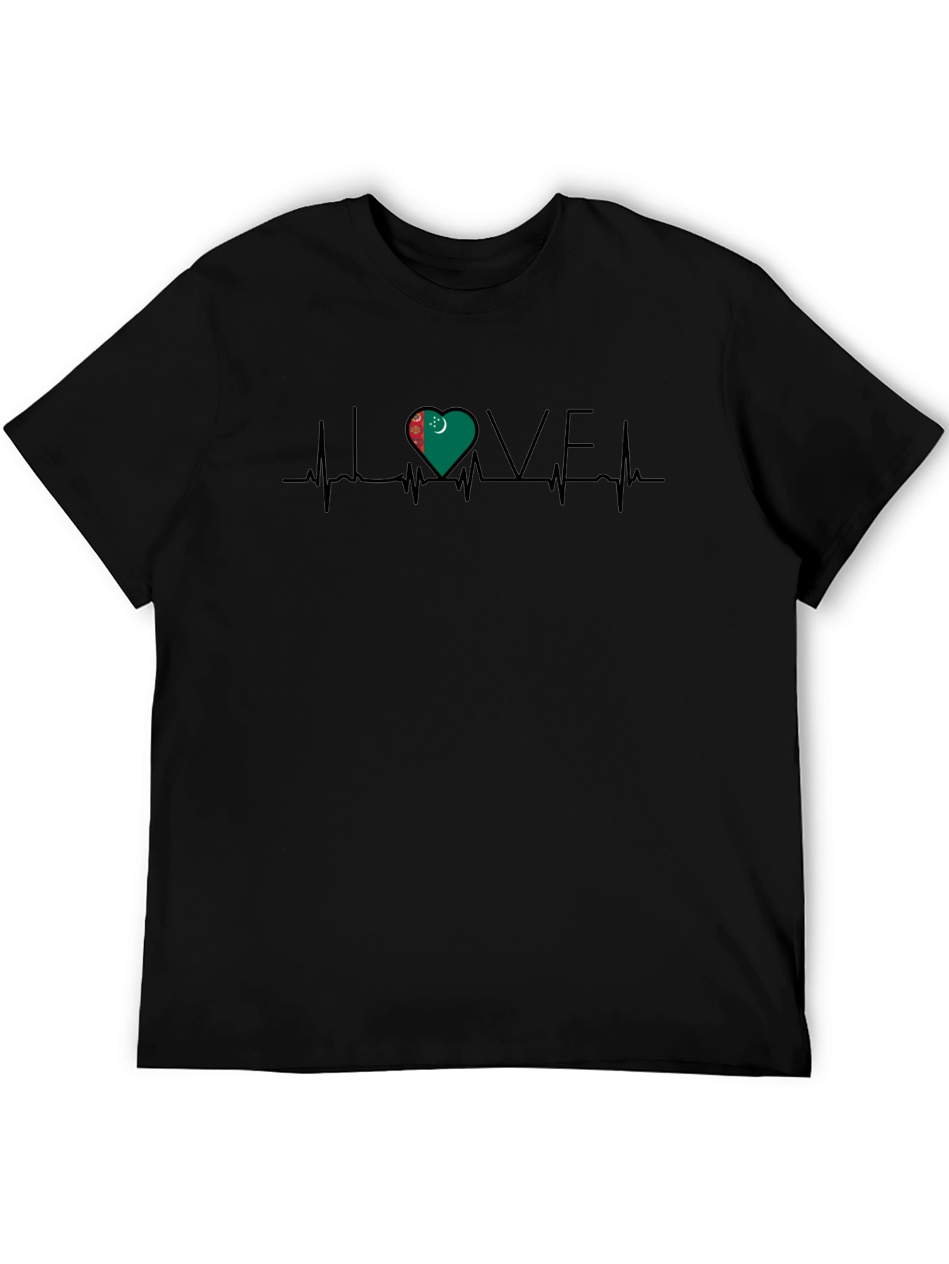 Turkmenistan Flag Heartbeat Love T-Shirt