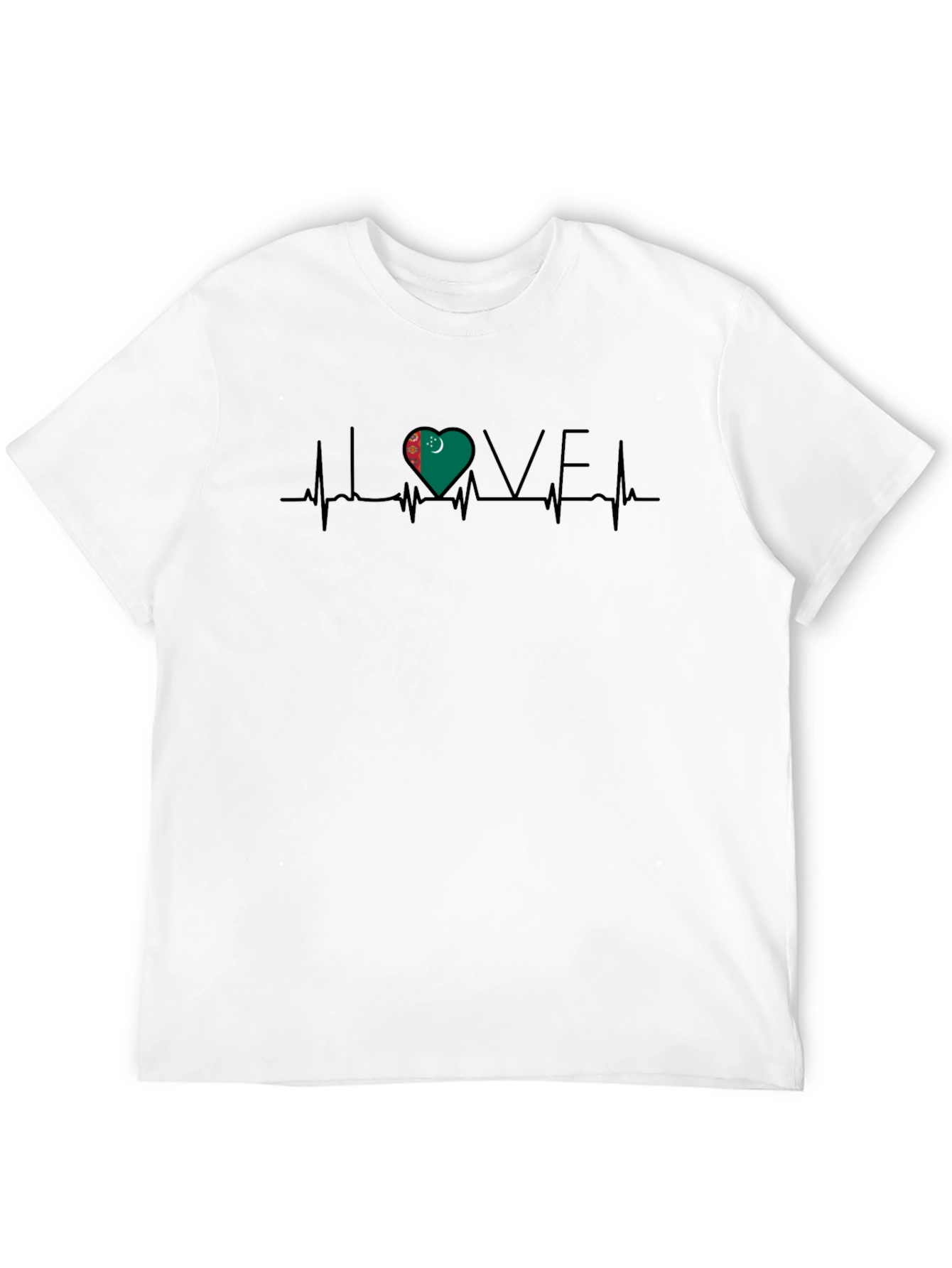 Turkmenistan Flag Heartbeat Love T-Shirt