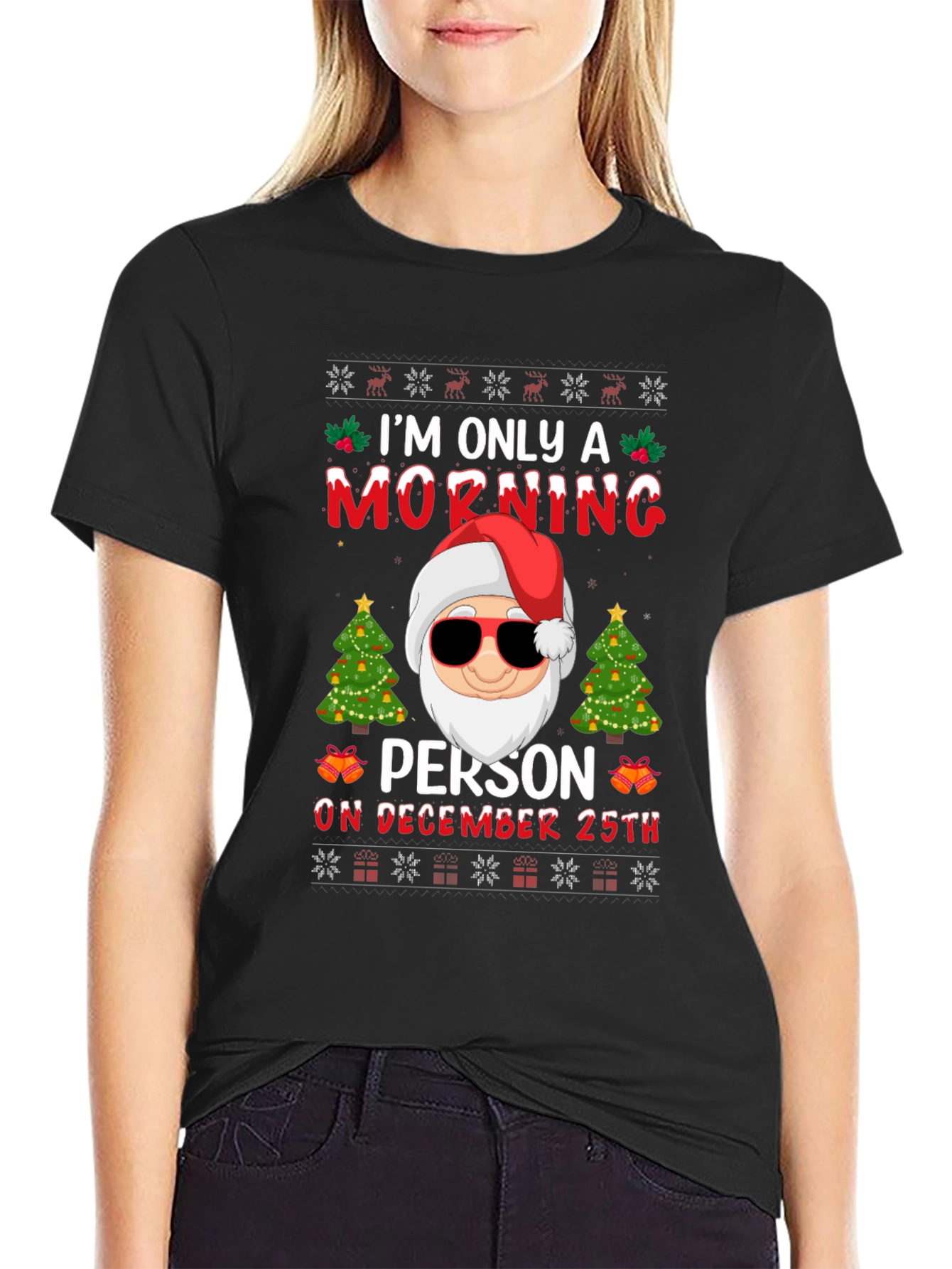 Funny Christmas Santa Morning Person Graphic T-Shirt