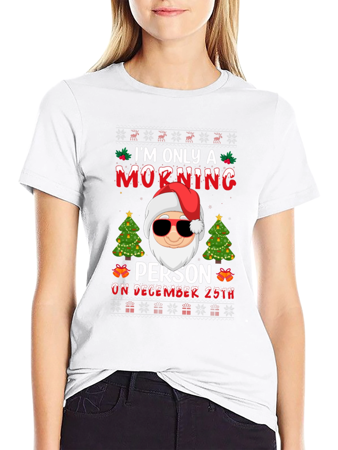 Funny Christmas Santa Morning Person Graphic T-Shirt
