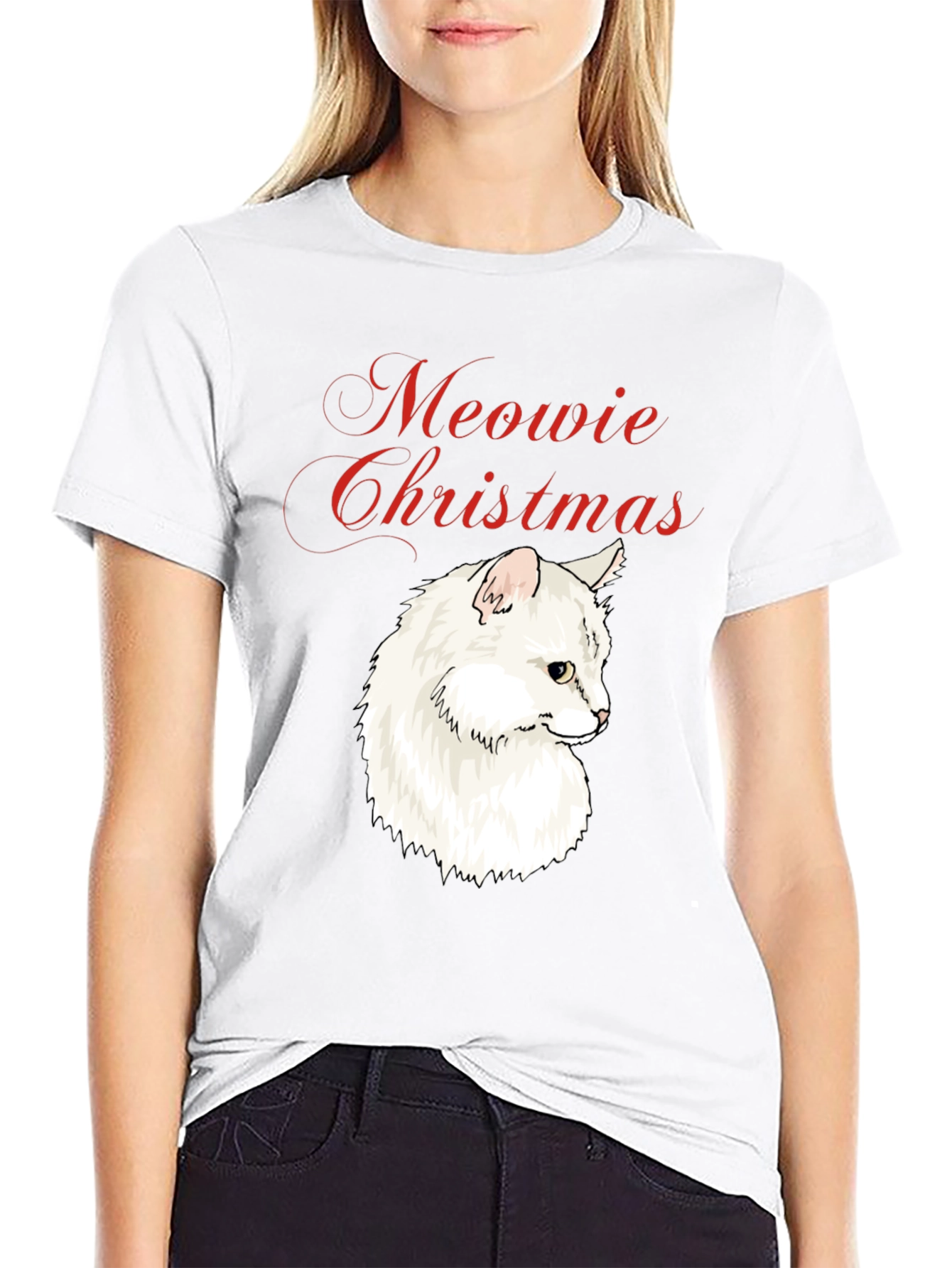 Meowie Christmas Cat T-Shirt - Festive Holiday Tee