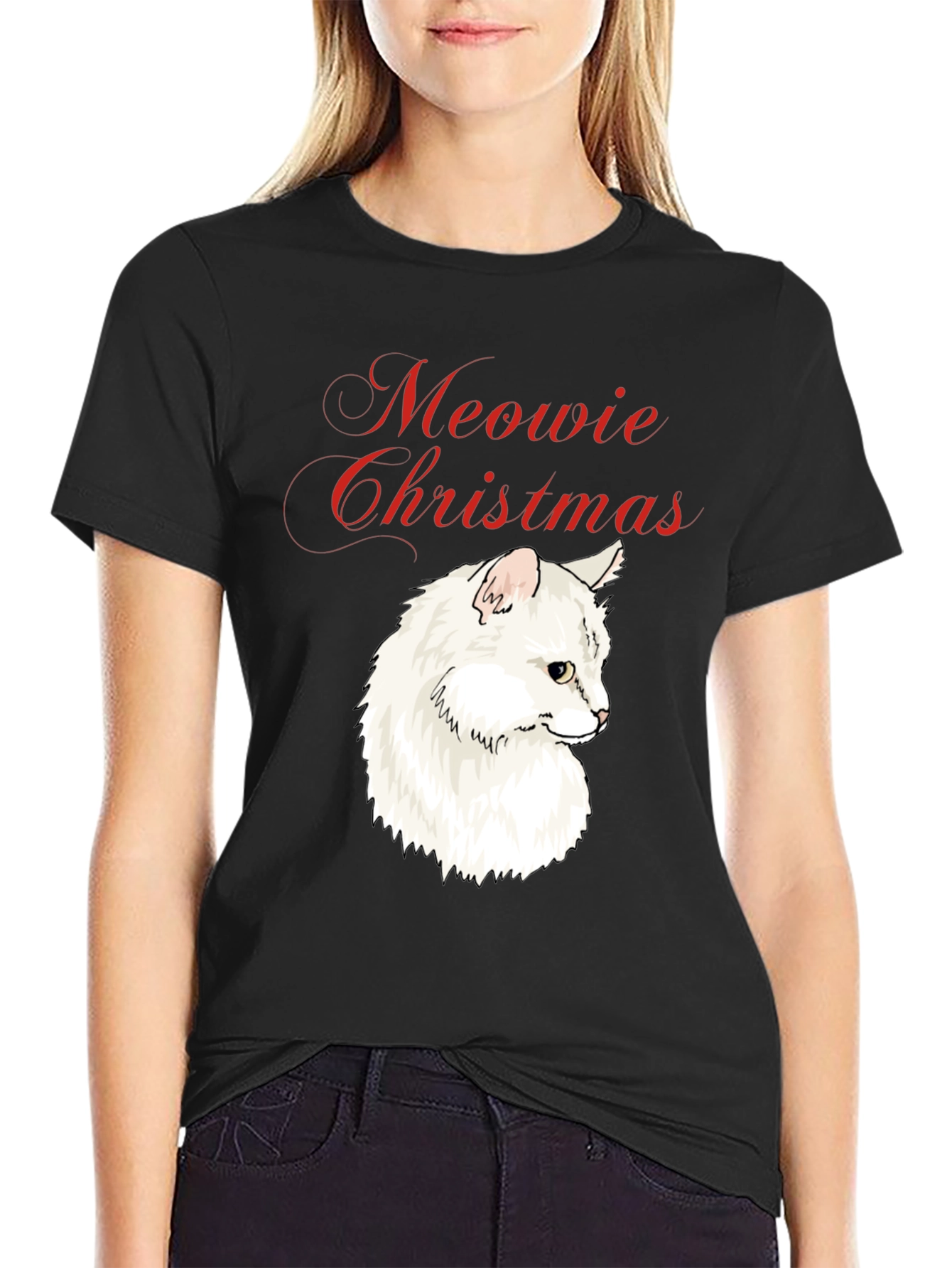 Meowie Christmas Cat T-Shirt - Festive Holiday Tee