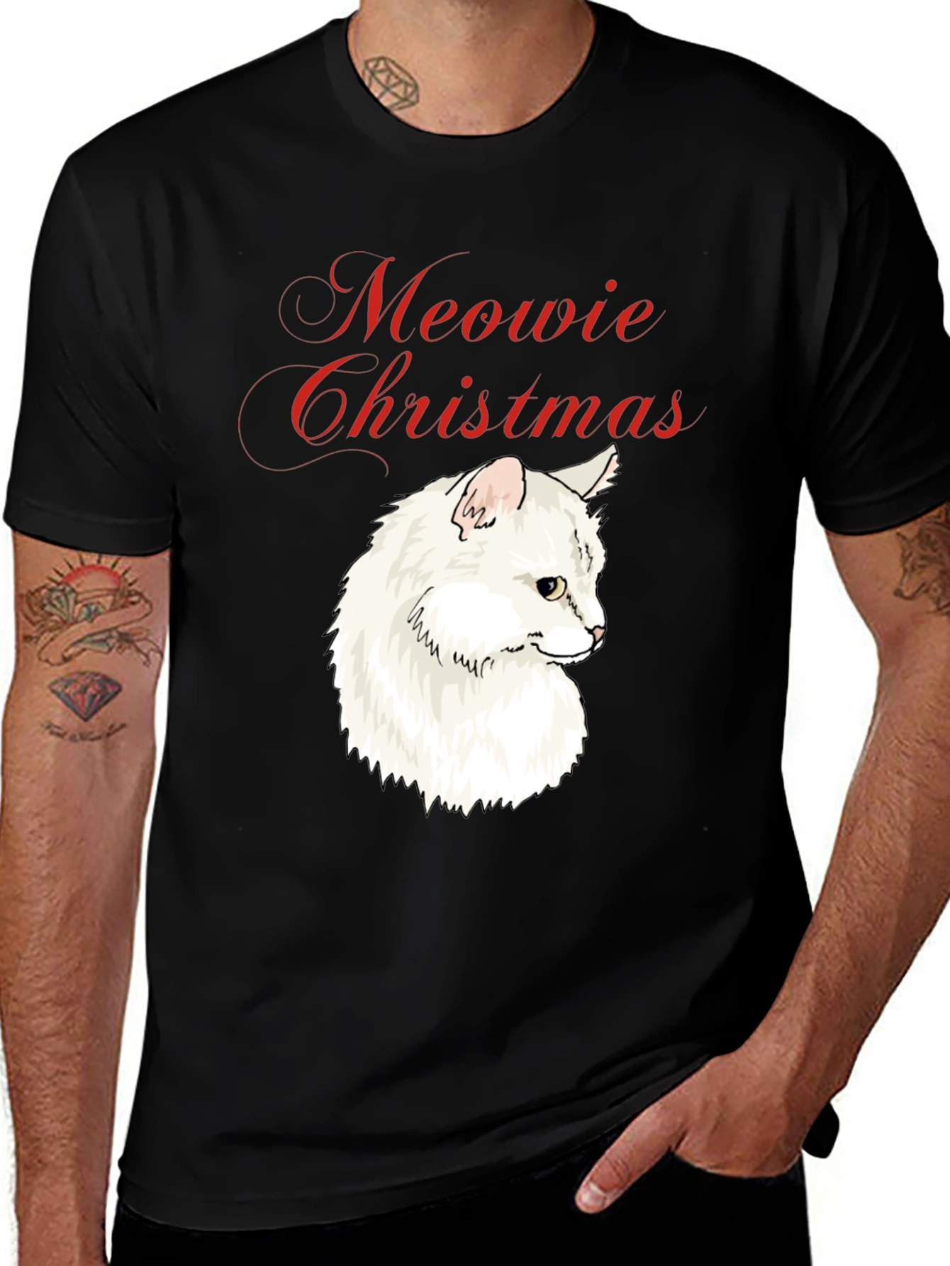 Meowie Christmas Cat T-Shirt - Festive Holiday Tee