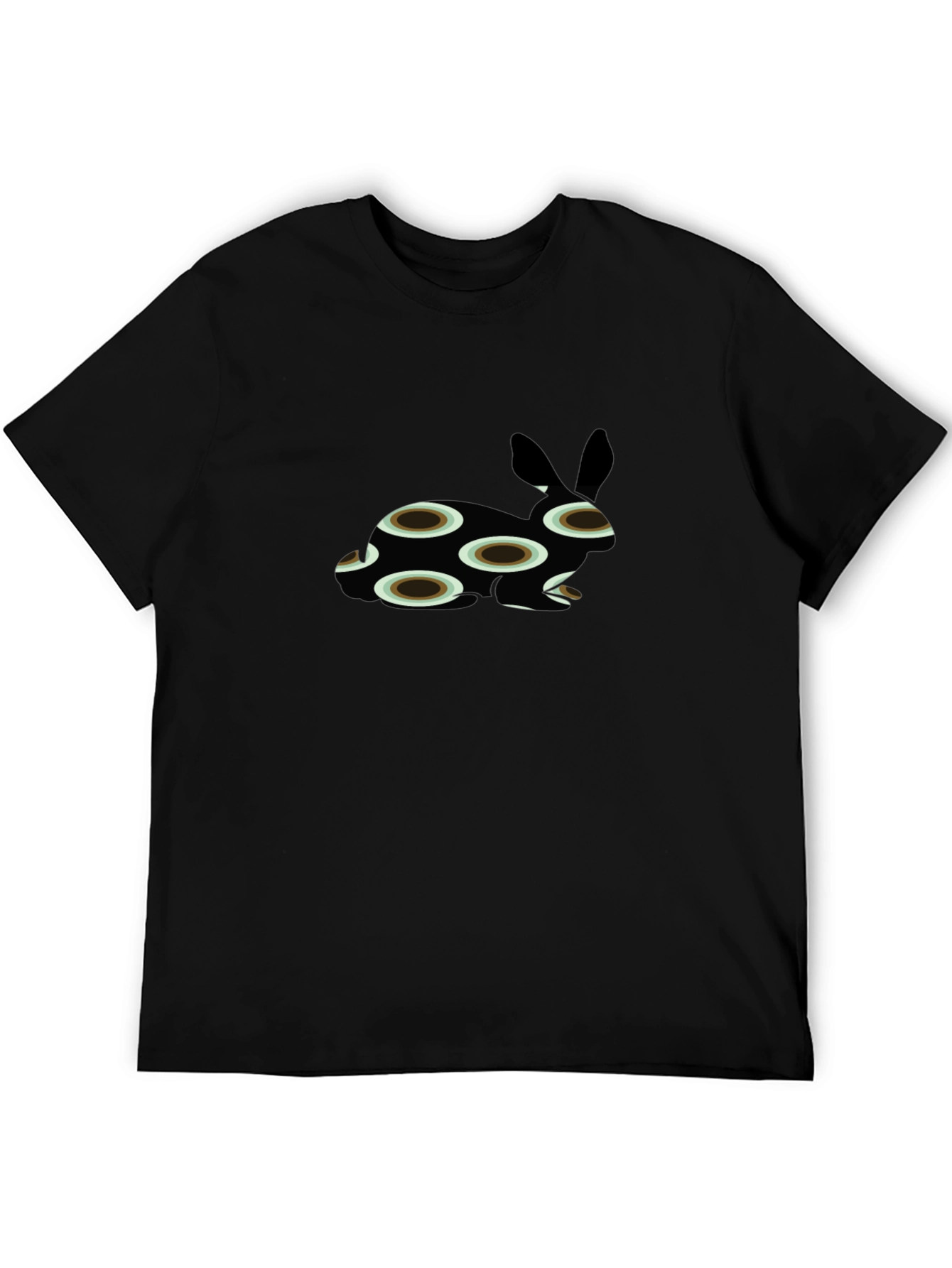 Abstract Bunny Print Black T-Shirt