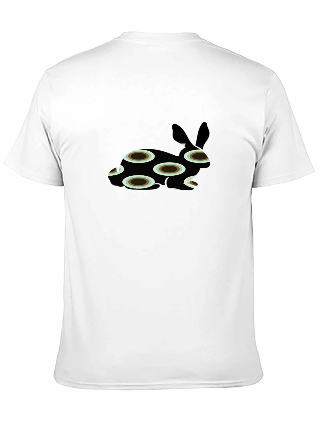 Abstract Bunny Print Black T-Shirt