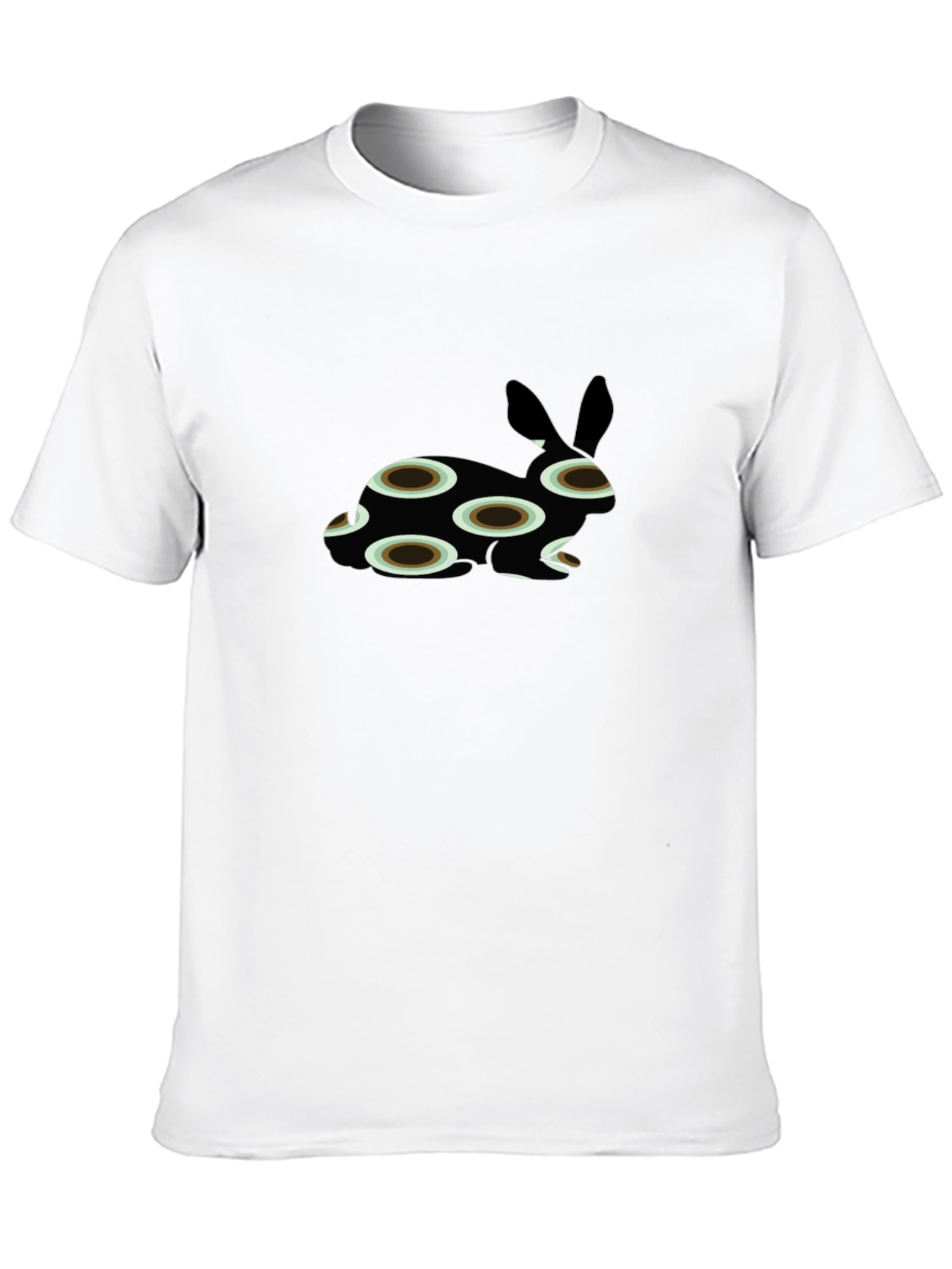Abstract Bunny Print Black T-Shirt