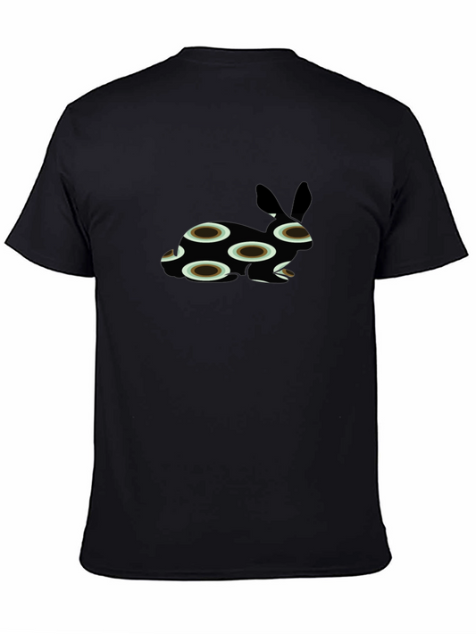 Abstract Bunny Print Black T-Shirt