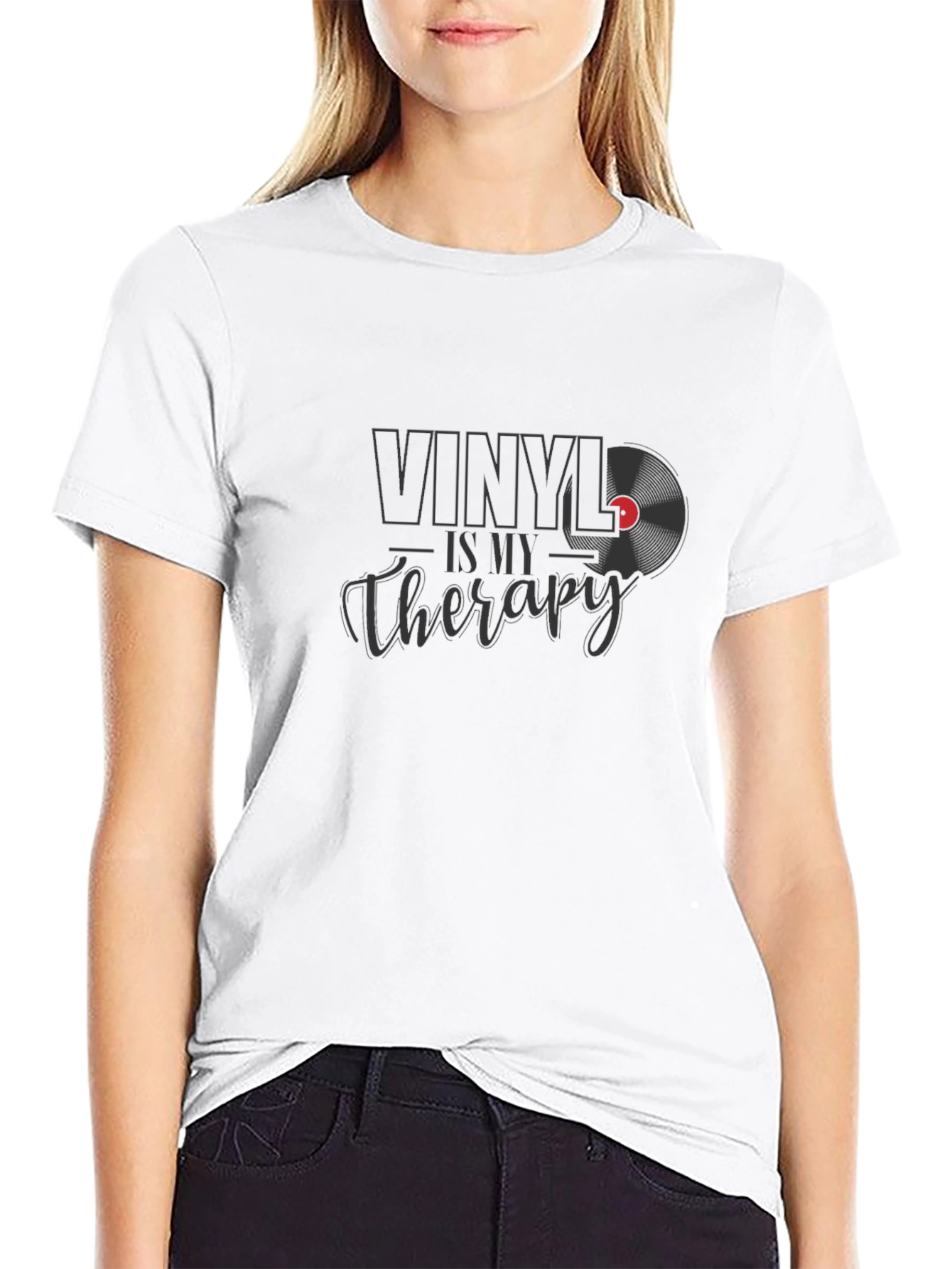 Vinyl Is My Therapy Black T-Shirt