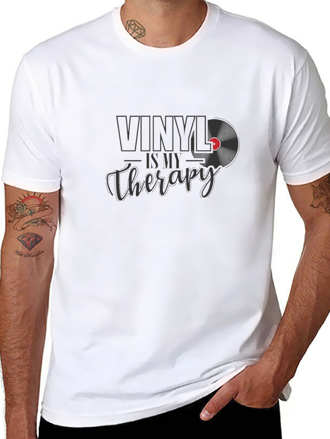 Vinyl Is My Therapy Black T-Shirt