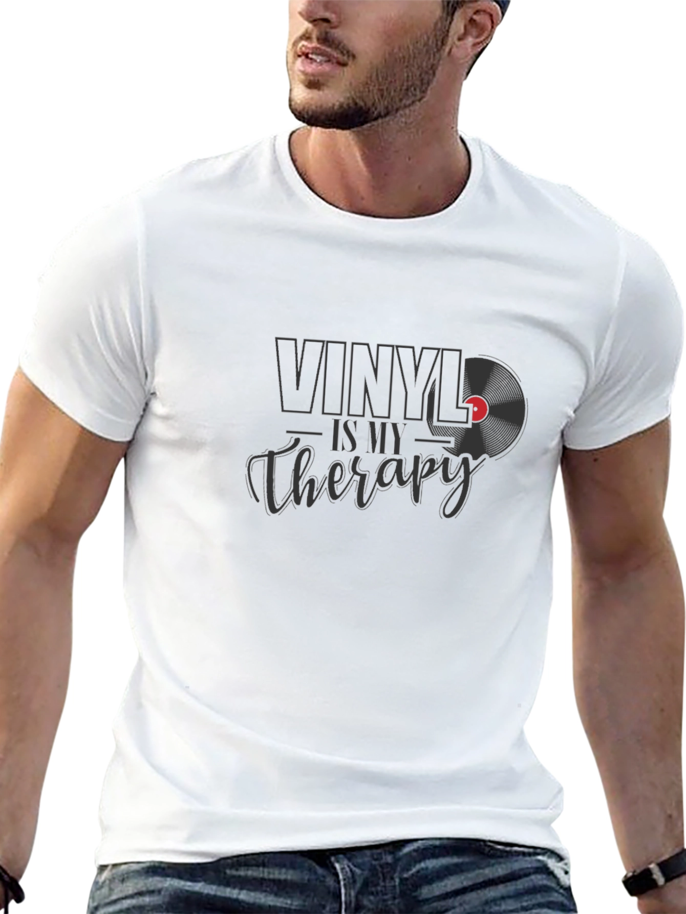 Vinyl Is My Therapy Black T-Shirt