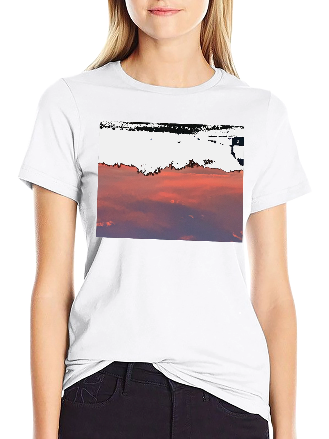 Sunset Sky Graphic Tee - Black Cotton Blend